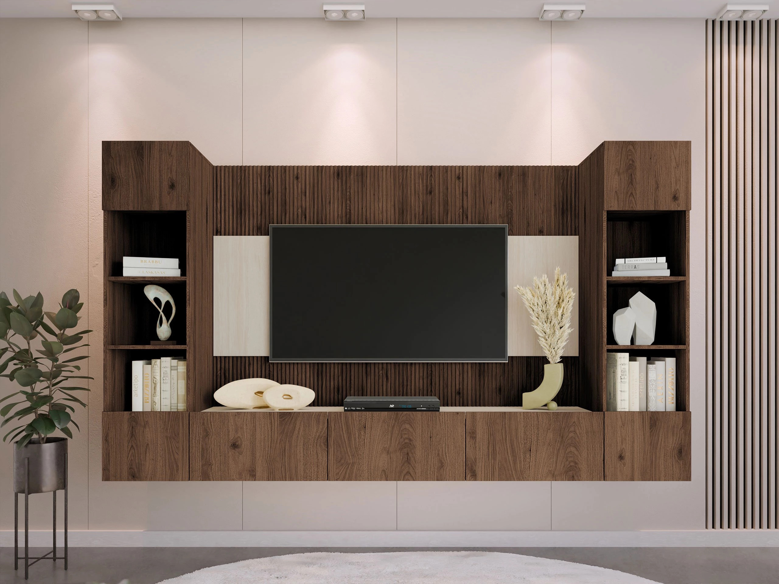 Parete attrezzata Comfivo Salix I (Noce + Chiara Travertine)