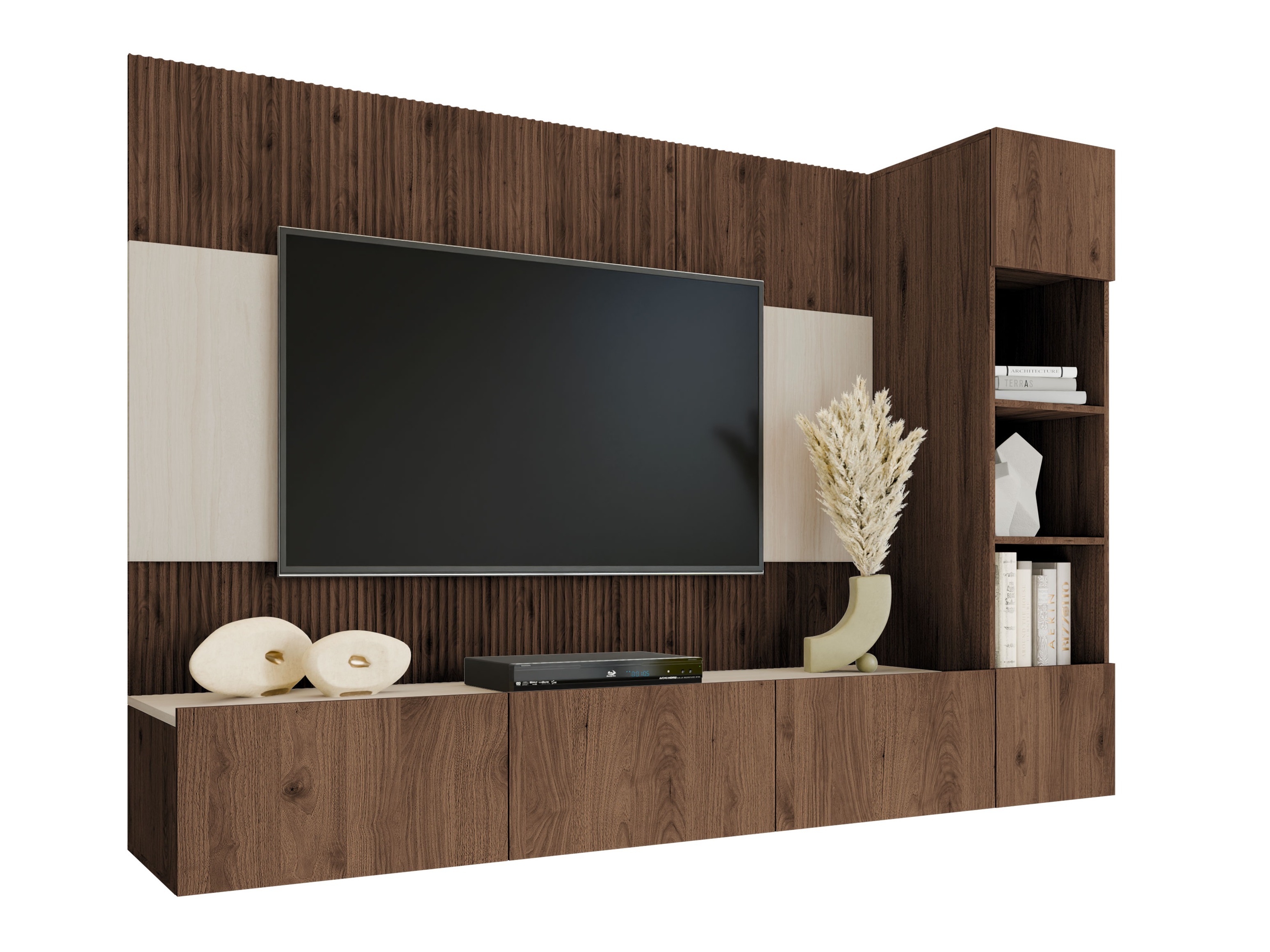 Parete attrezzata Comfivo Salix II (Noce + Chiara Travertine)