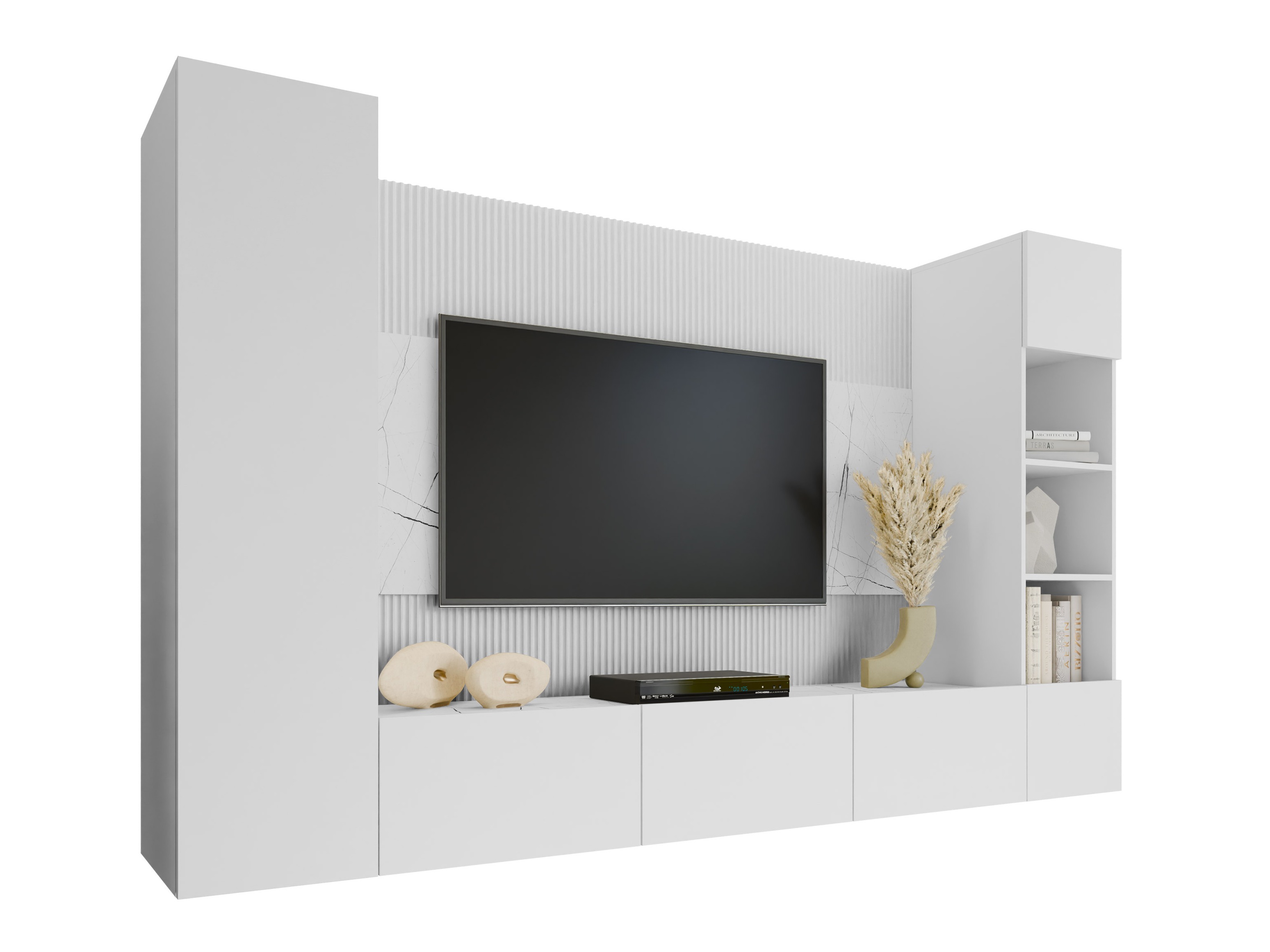 Parete attrezzata Comfivo Salix IV (Bianco + Marmo bianco)