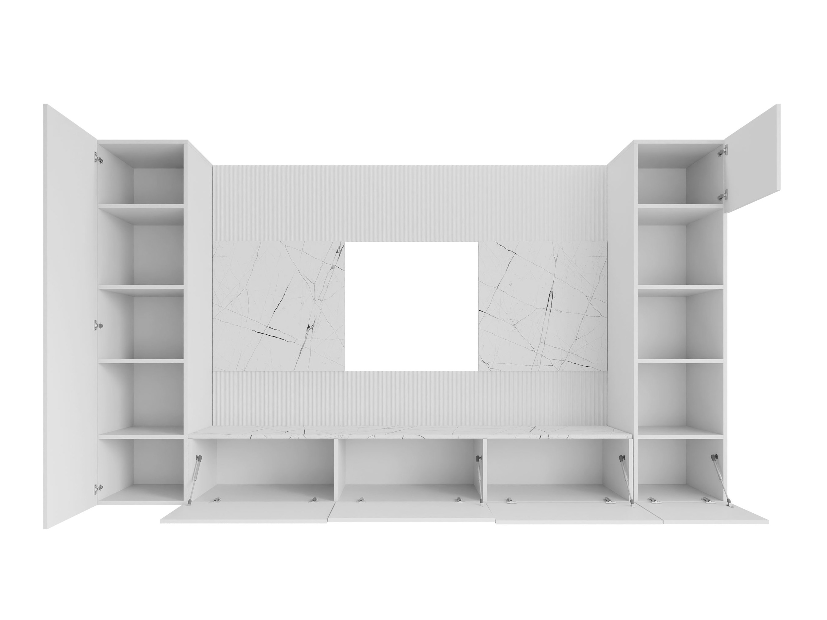Parete attrezzata Comfivo Salix IV (Bianco + Marmo bianco)