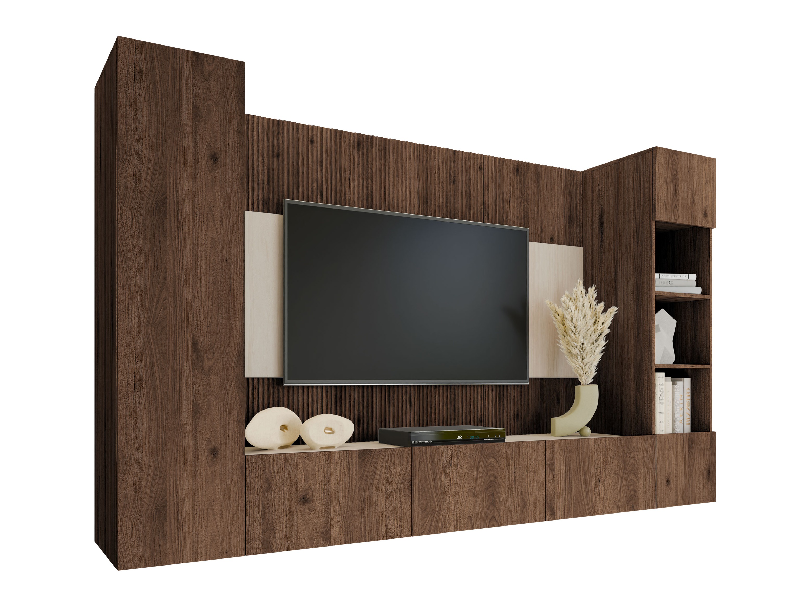 Parete attrezzata Comfivo Salix IV (Noce + Chiara Travertine)