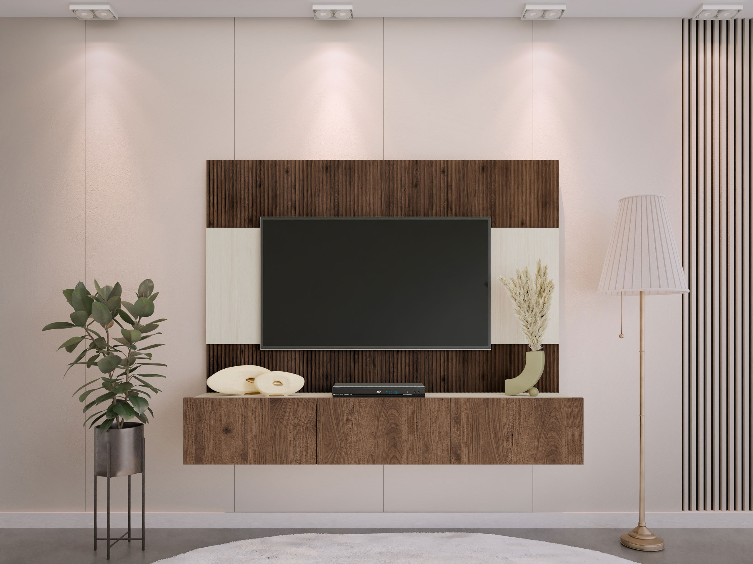 Parete attrezzata Comfivo Salix (Noce + Chiara Travertine)