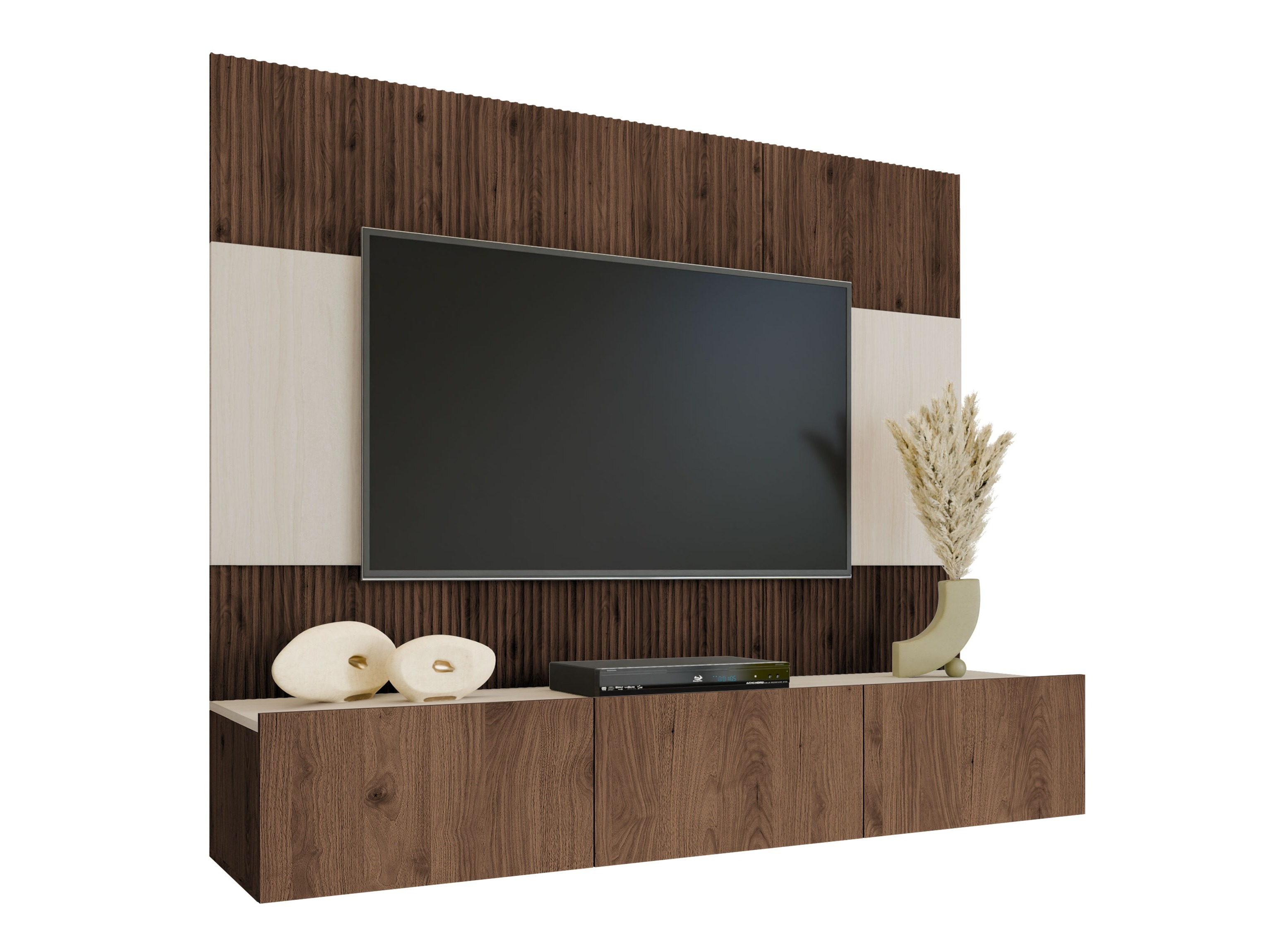 Parete attrezzata Comfivo Salix (Noce + Chiara Travertine)
