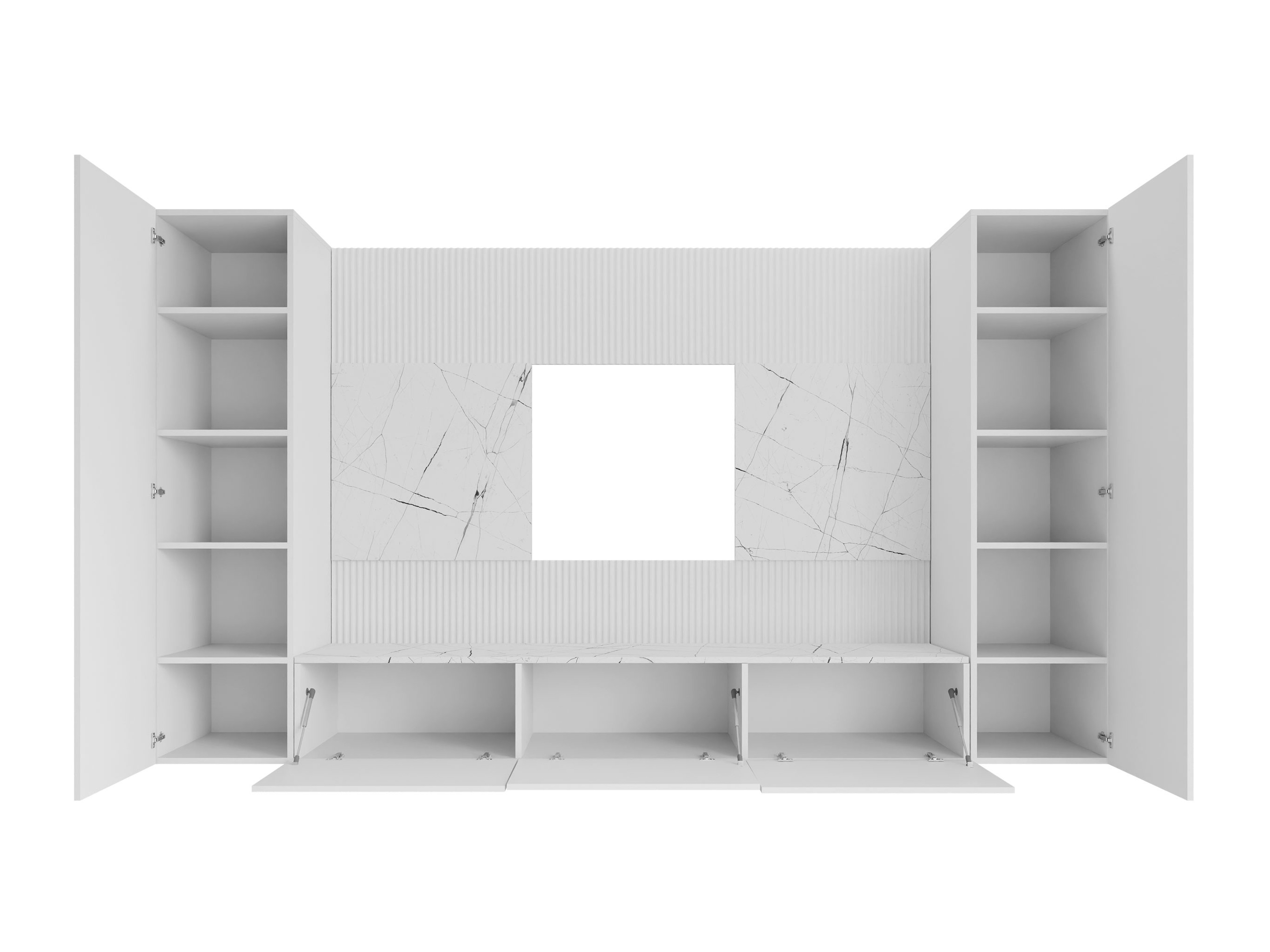 Parete attrezzata Comfivo Salix V (Bianco + Marmo bianco)