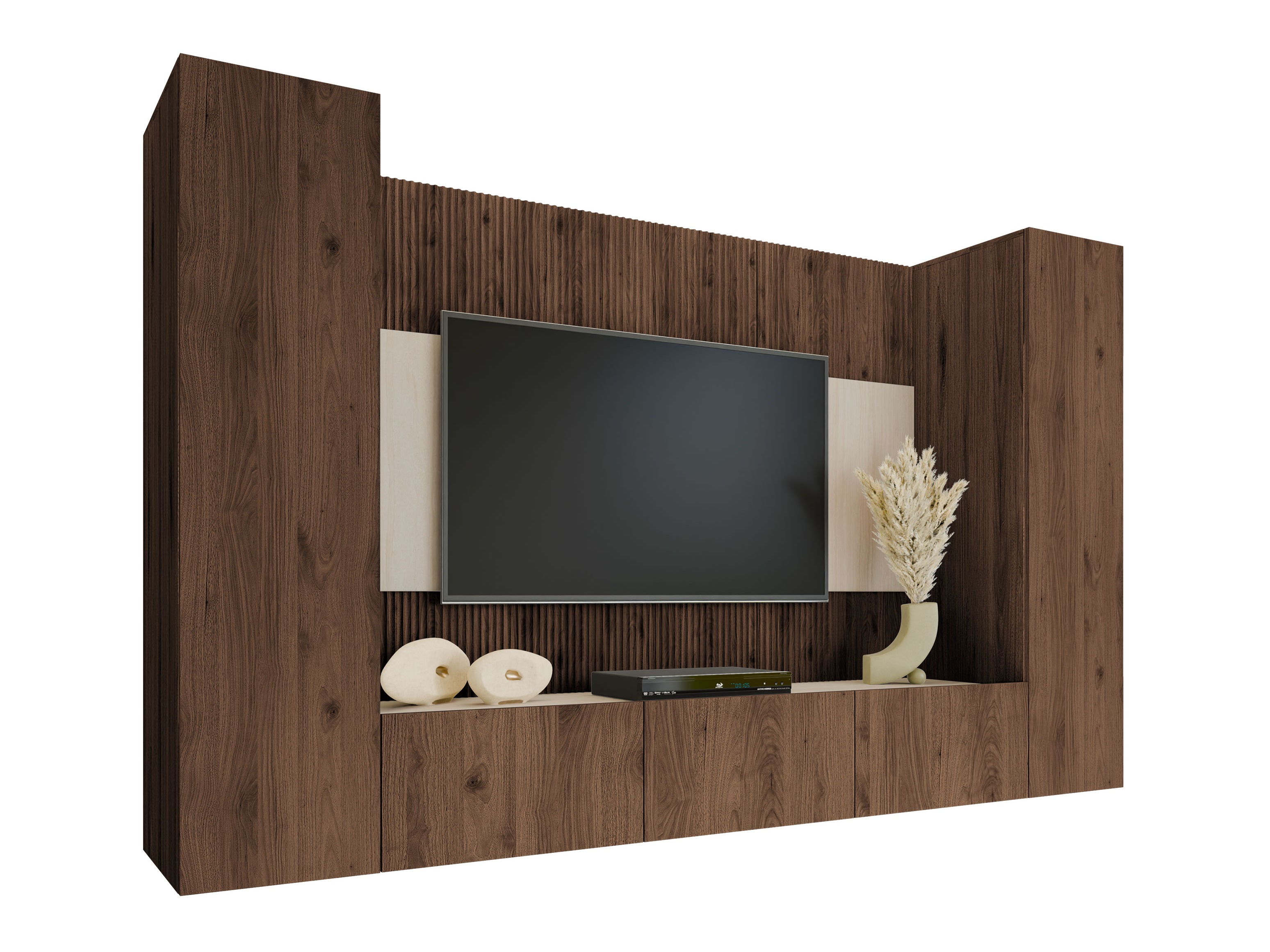 Parete attrezzata Comfivo Salix V (Noce + Chiara Travertine)