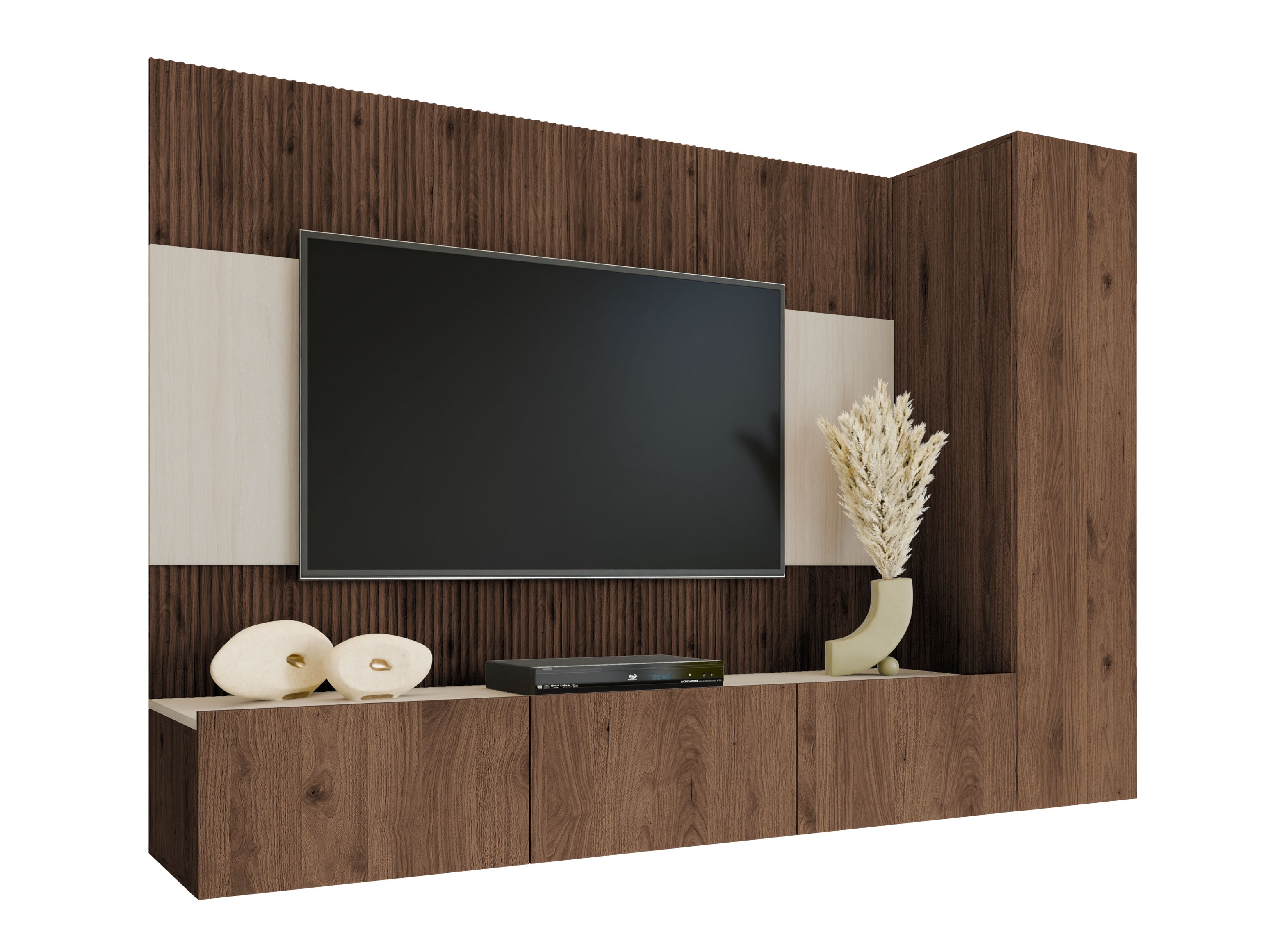 Parete attrezzata Comfivo Salix VI (Noce + Chiara Travertine)