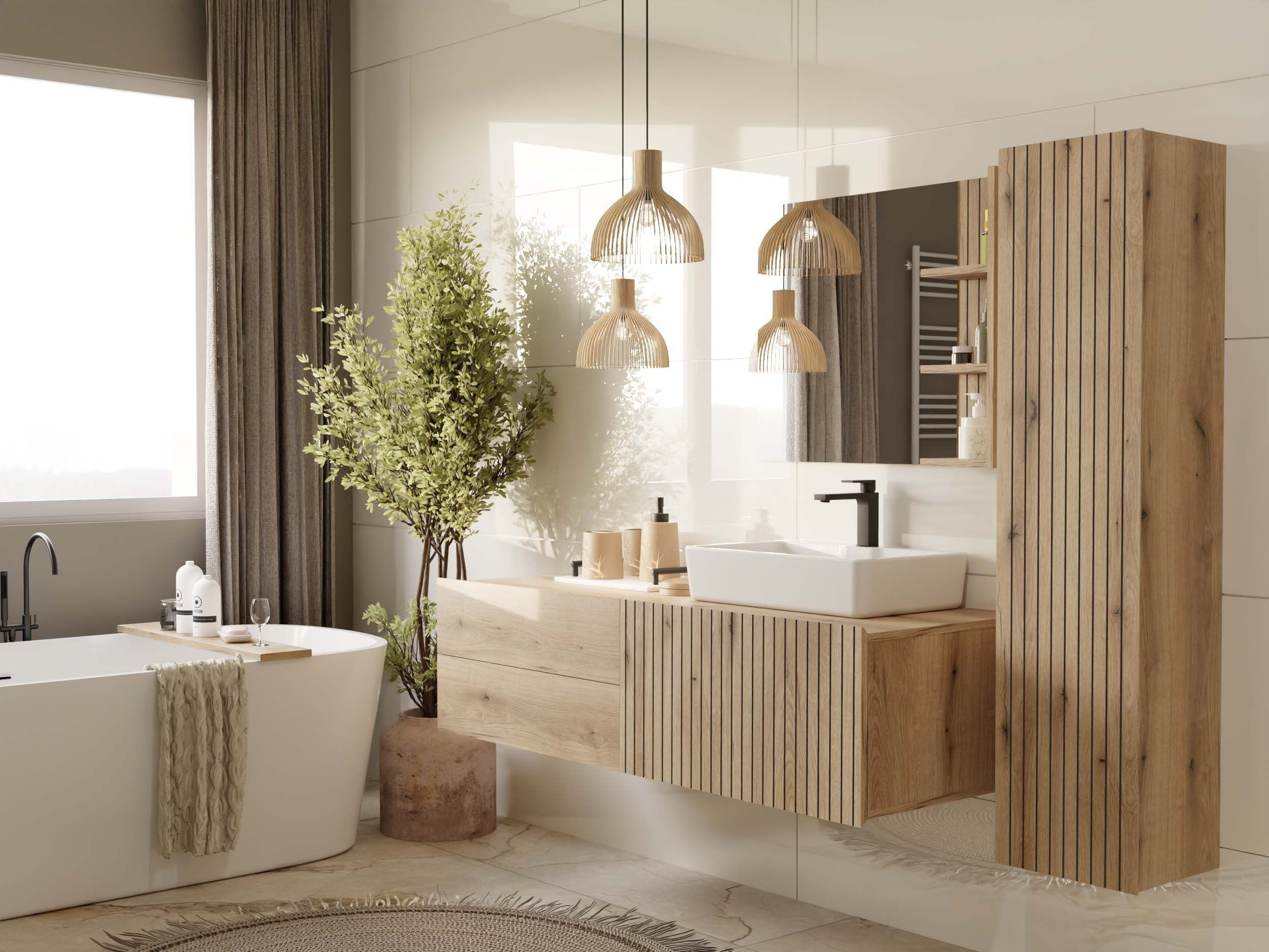 Comodino da bagno per lavandino Mandeville 363 (Quercia)