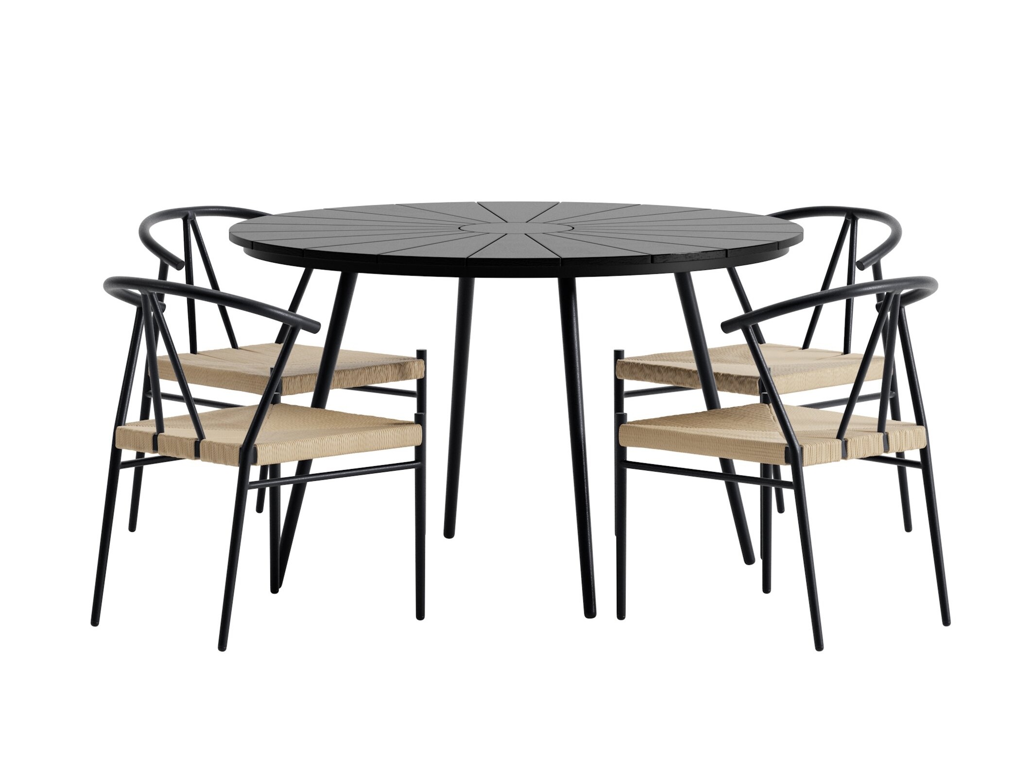 Tavolo e sedie set Dallas 5254 (Nero + beige)