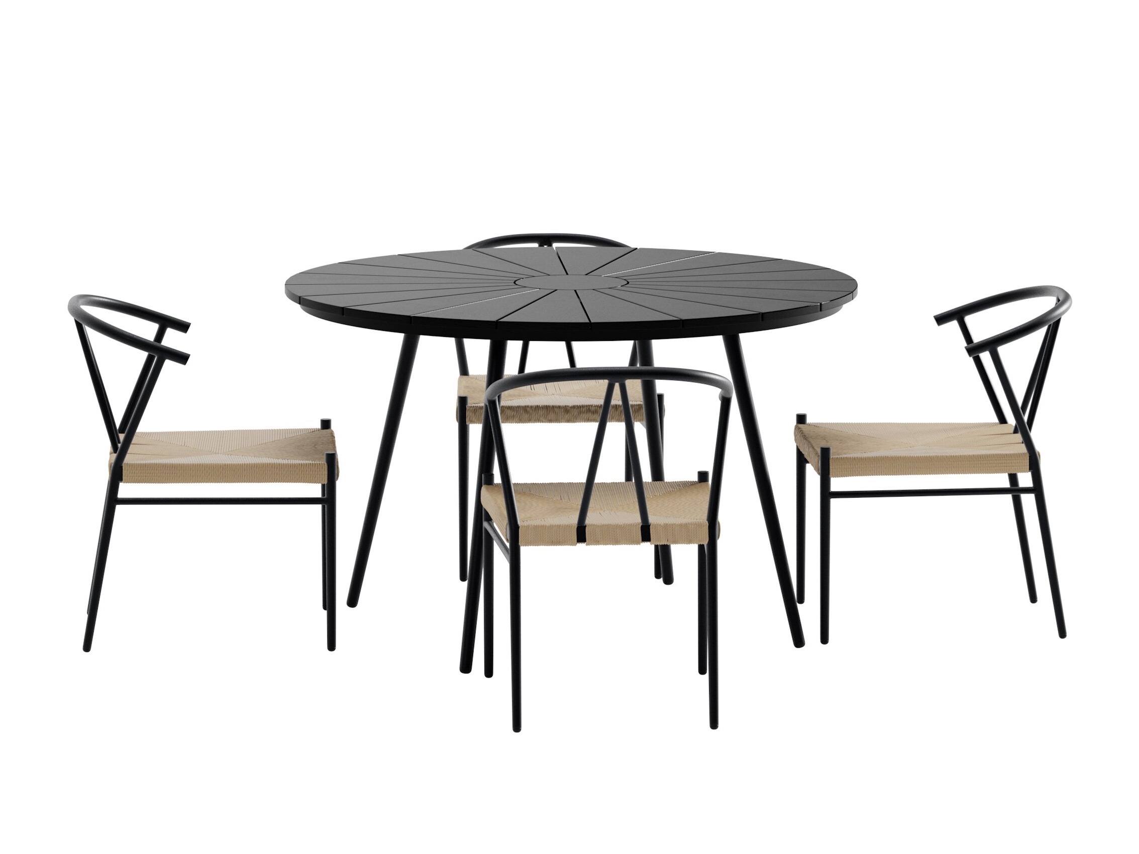Tavolo e sedie set Dallas 5254 (Nero + beige)