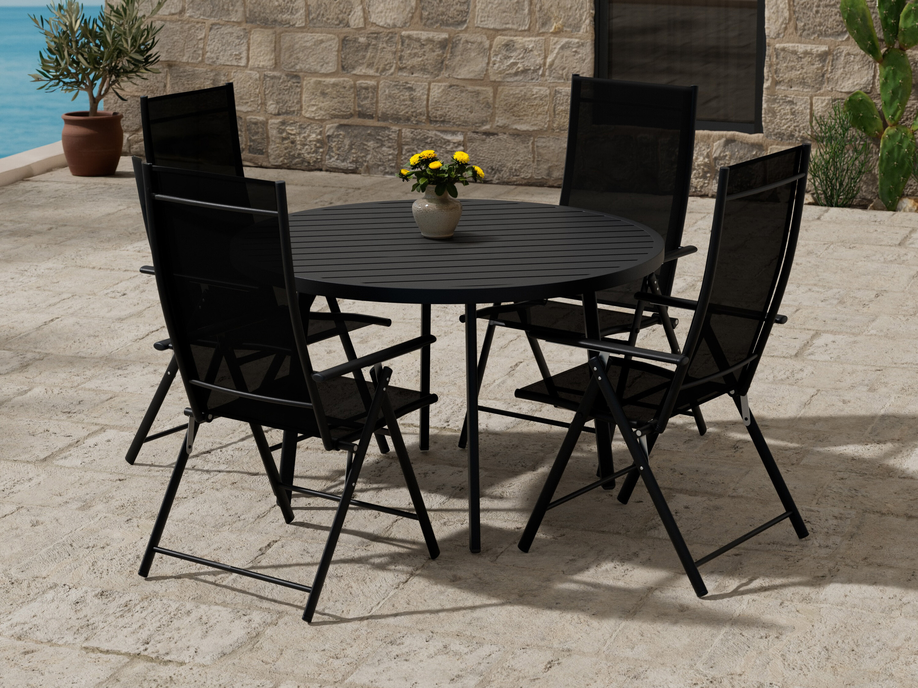 Tavolo e sedie set Dallas 5257 (Nero)