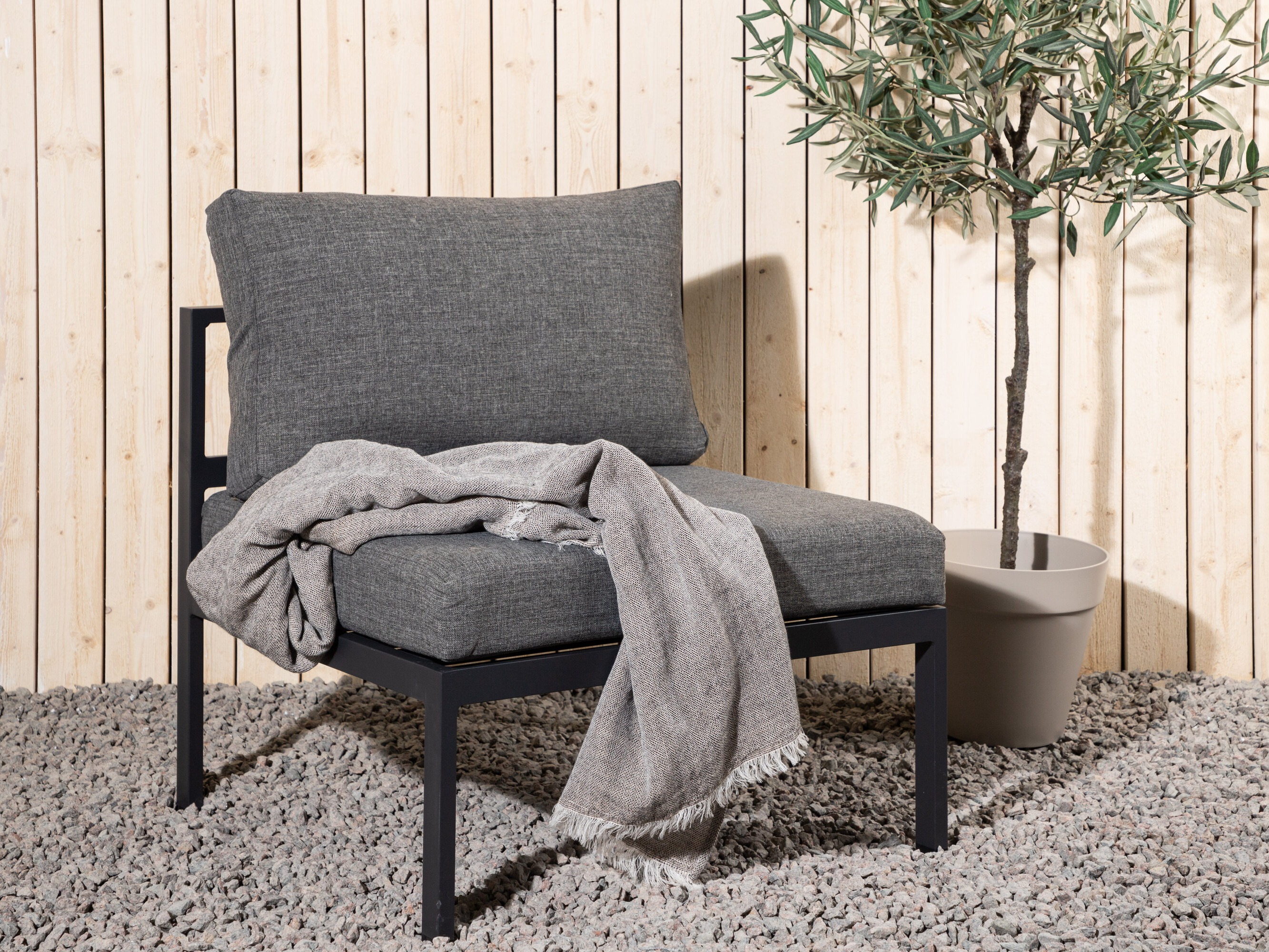 Poltrona da esterno Camorlo 100 (Grigio + Nero)