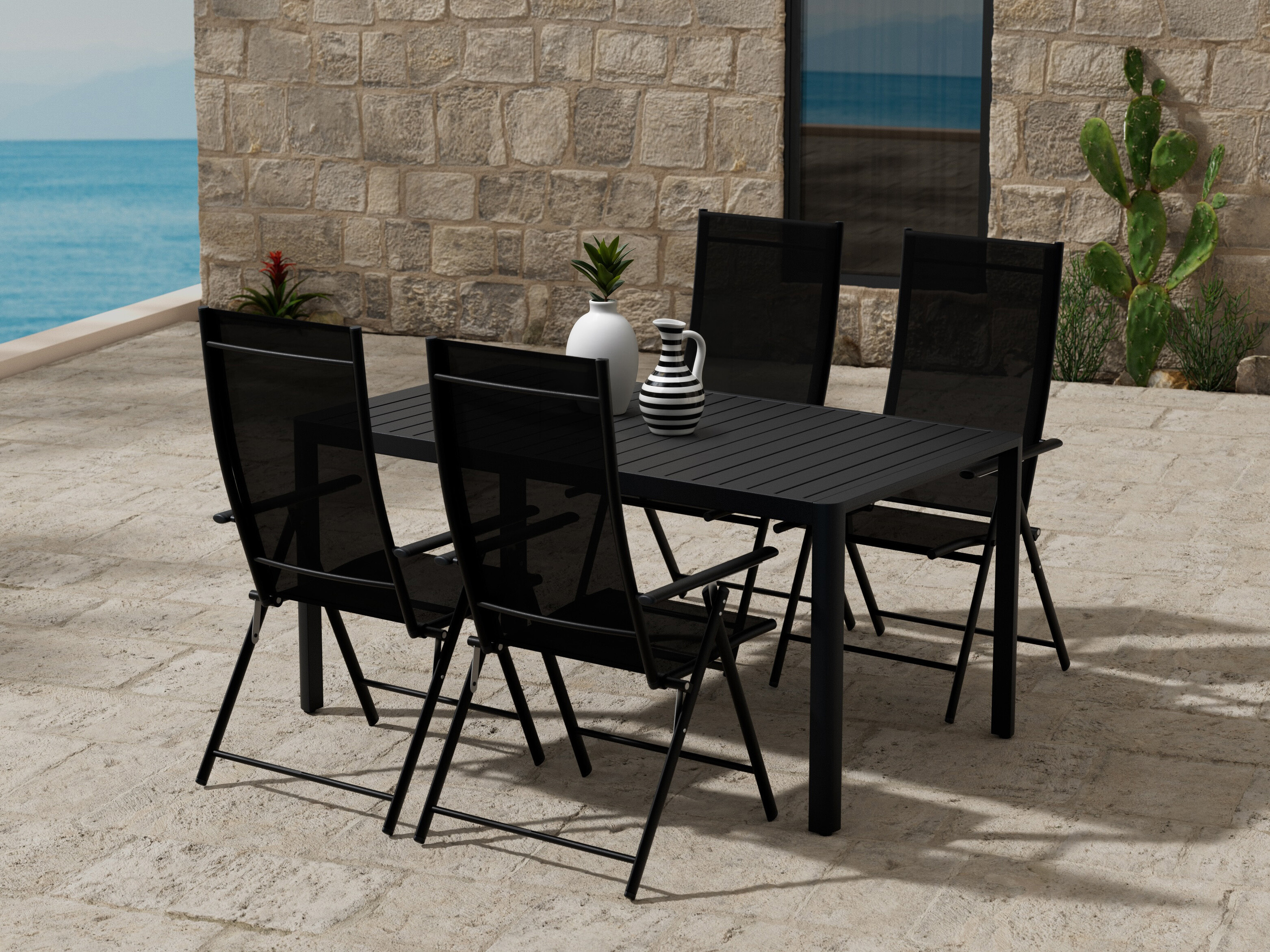 Tavolo e sedie set Dallas 5255 (Nero)