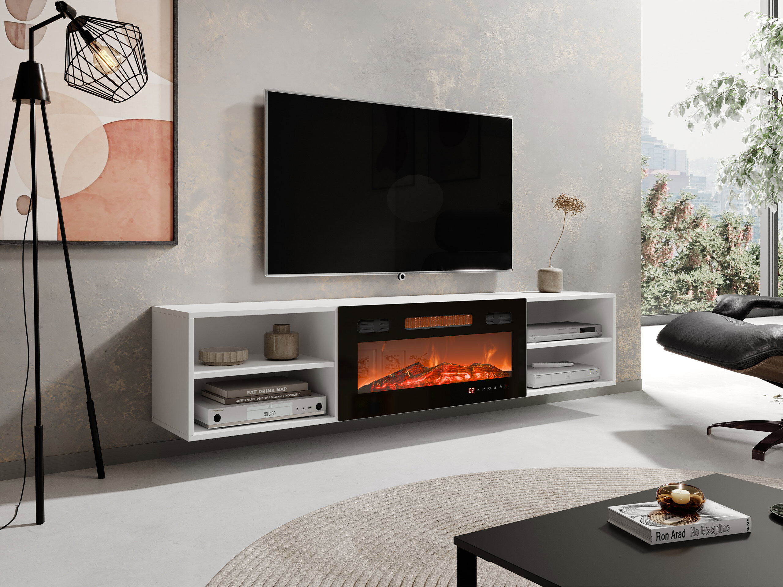 Mobile porta TV Charlotte 190 (Bianco + Nero)