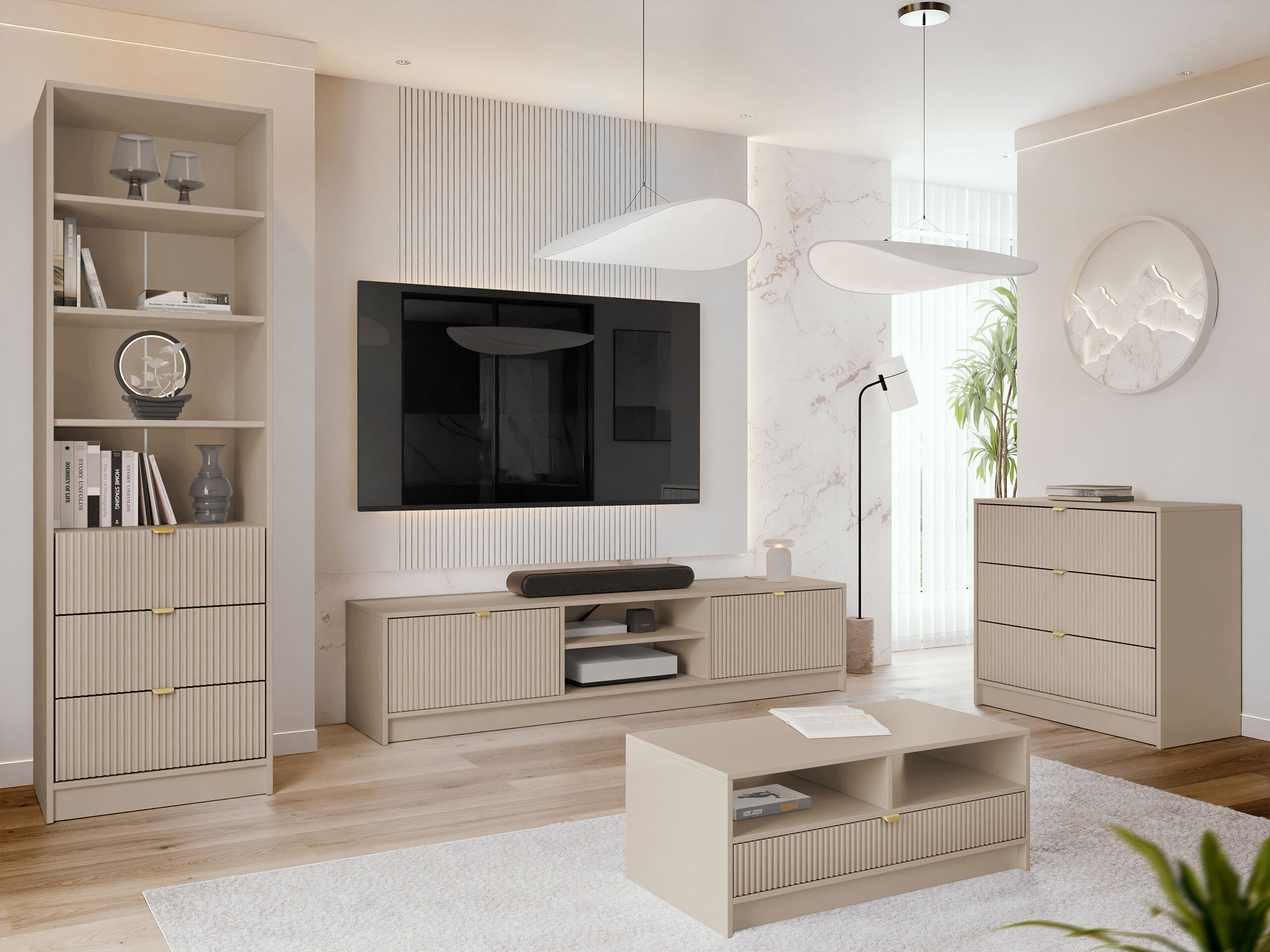 Parete attrezzata Comfivo Papilio VII (Beige)