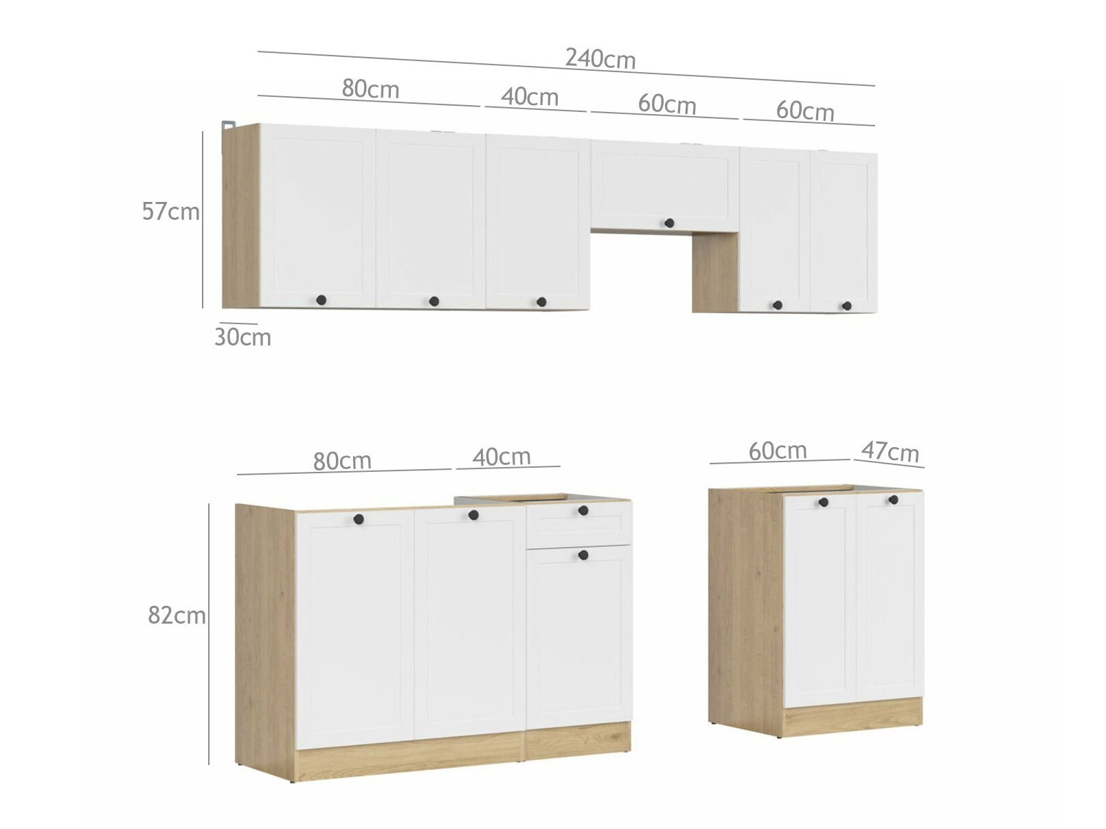 Set da cucina modulare Classic White Oak 118