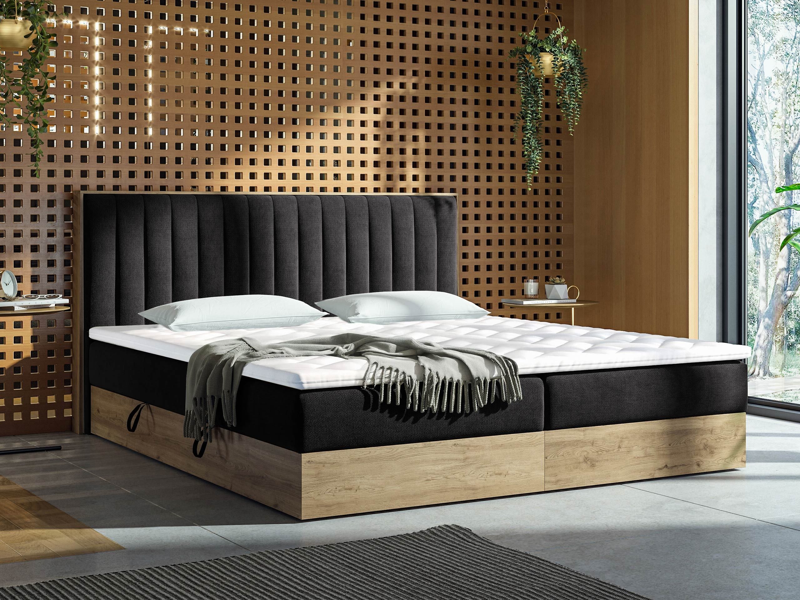 Letto continentale ComfiDream Odelra (Quercia dorata + Soro 100)