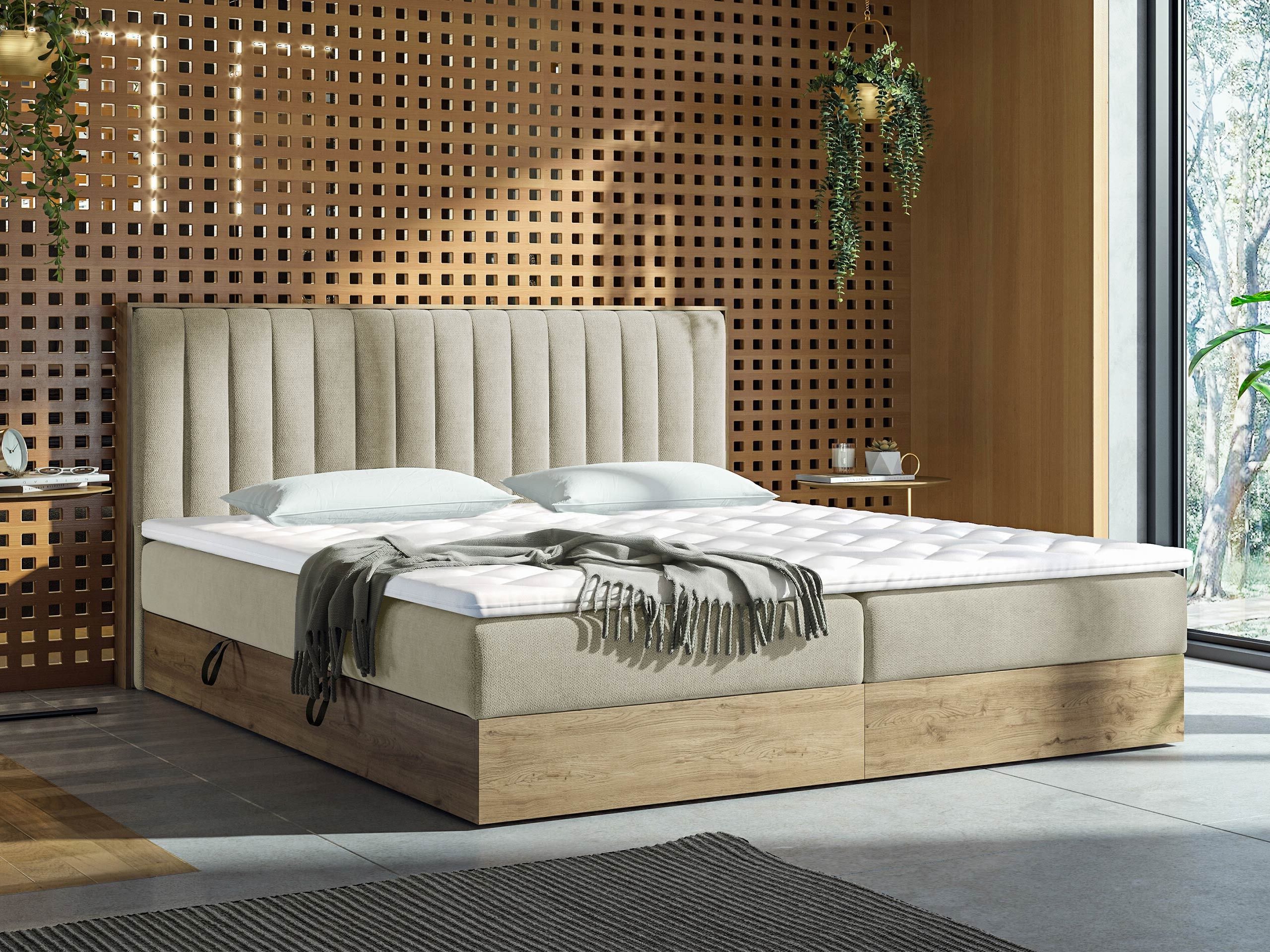 Letto continentale ComfiDream Odelra (Quercia dorata + Soro 21)