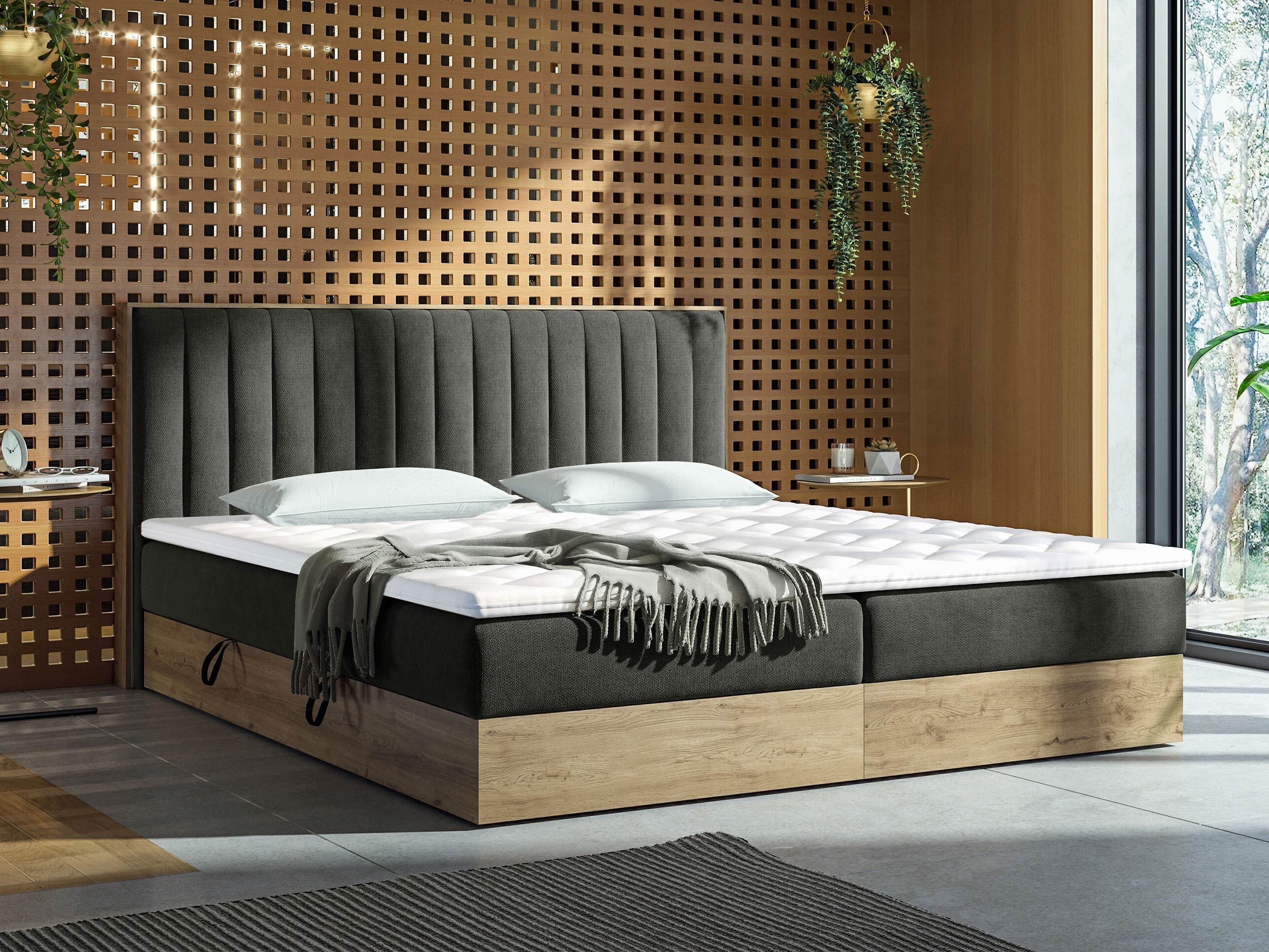 Letto continentale ComfiDream Odelra (Quercia dorata + Soro 24)