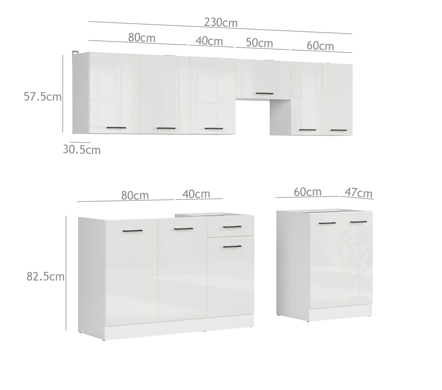 Set da cucina modulare Line White 118
