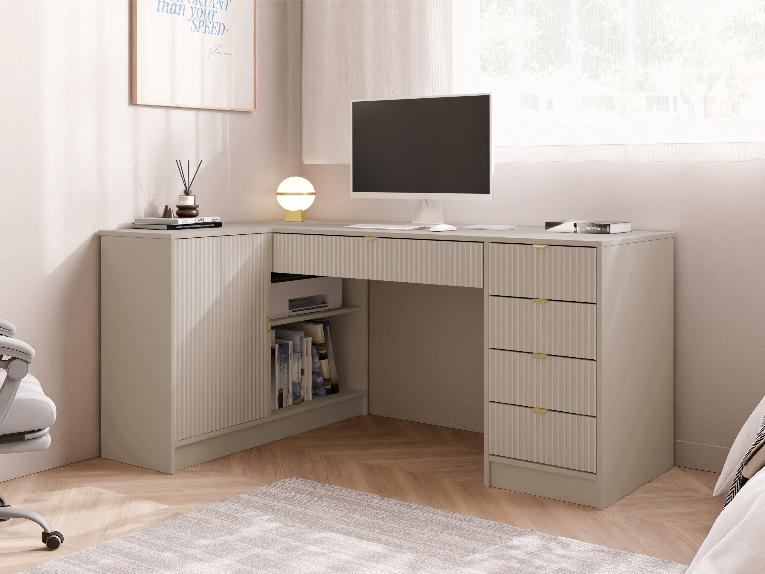Scrivanie angolare Comfivo Papilio II (Beige)