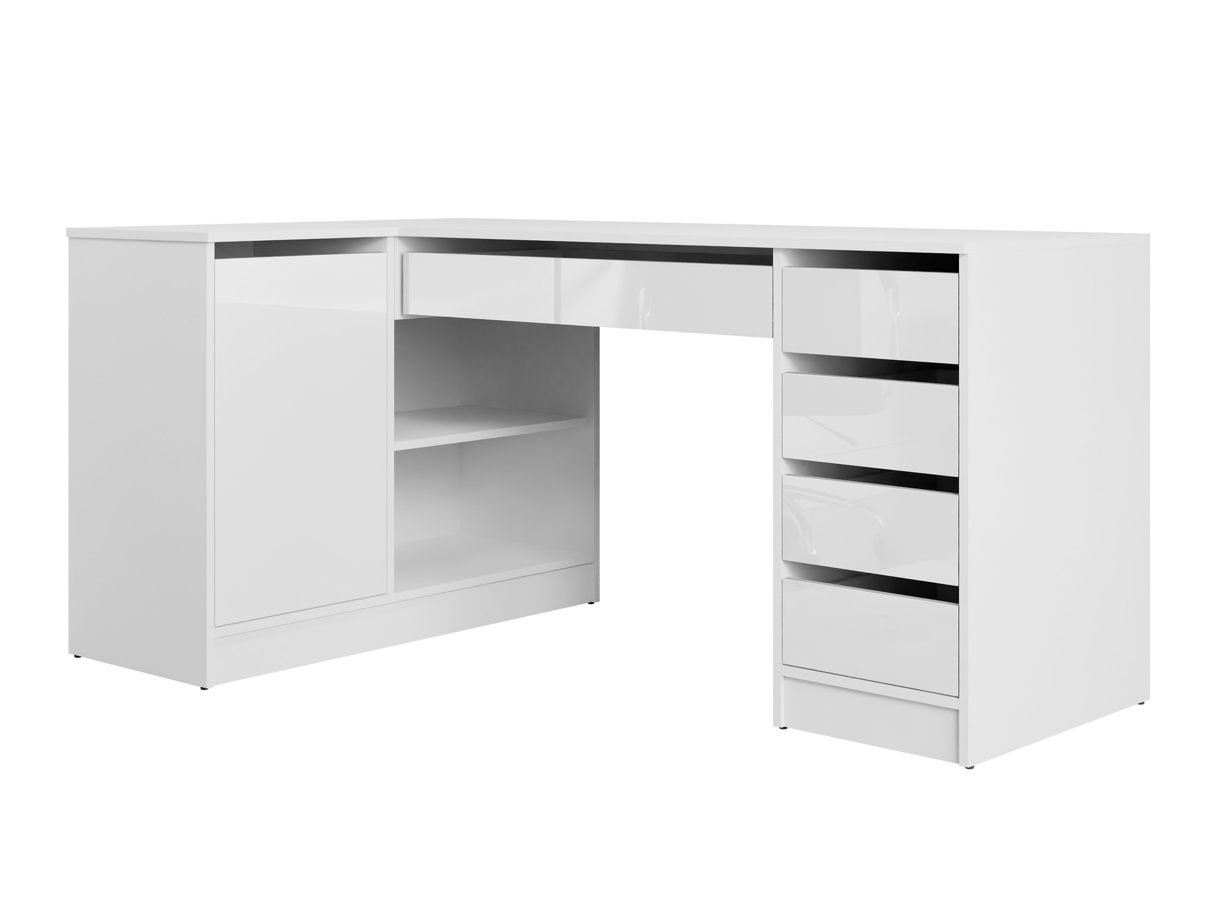 Scrivanie angolare Comfivo Terros III (Bianco lucido + Bianco)
