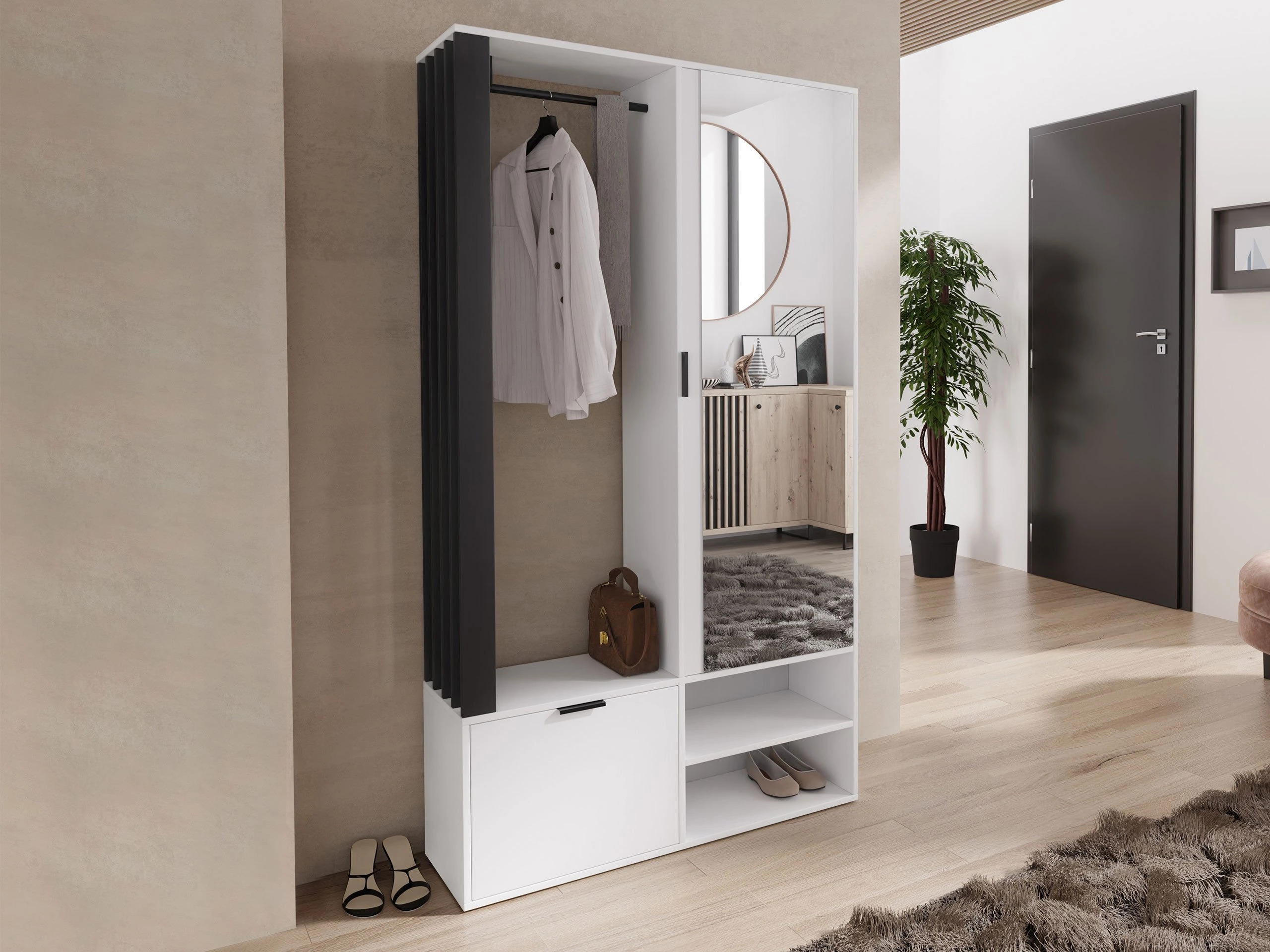 Set arredo da corridoio Vinea (Bianco + Nero)