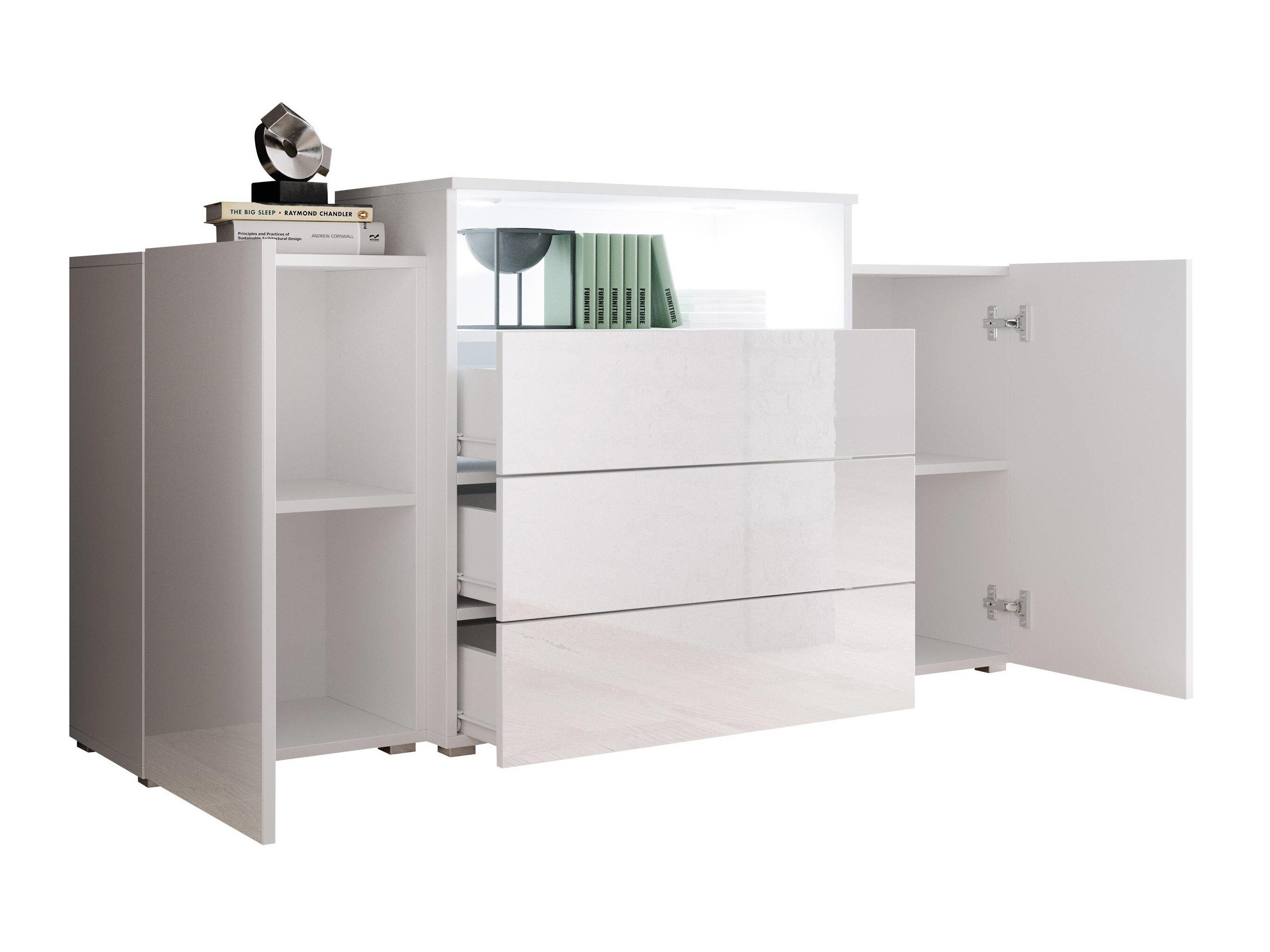 Cassettiera Sarasota 127 (Bianco + Bianco lucido)