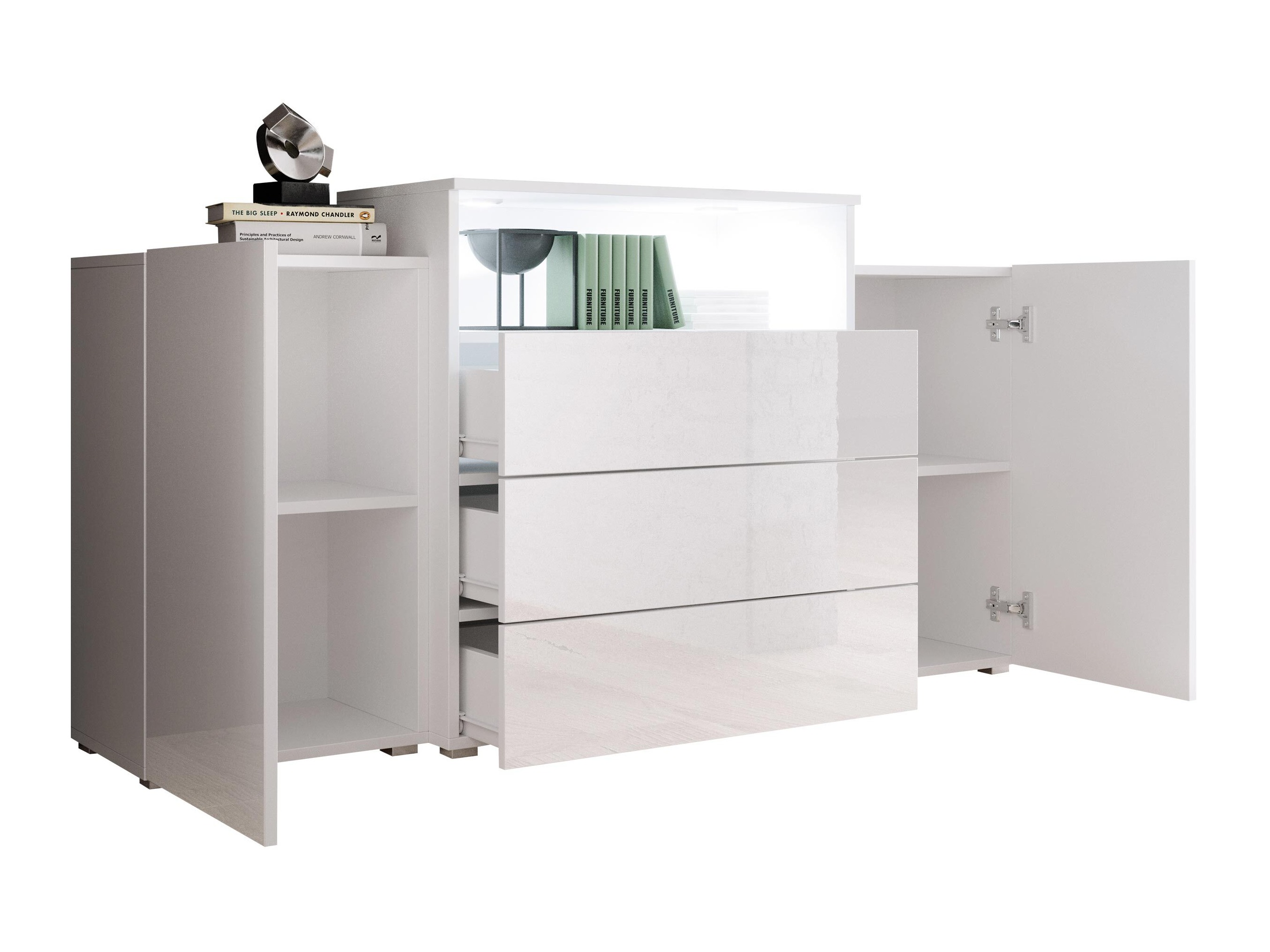 Cassettiera Sarasota 127 (Quercia di Wotan + Bianco lucido)