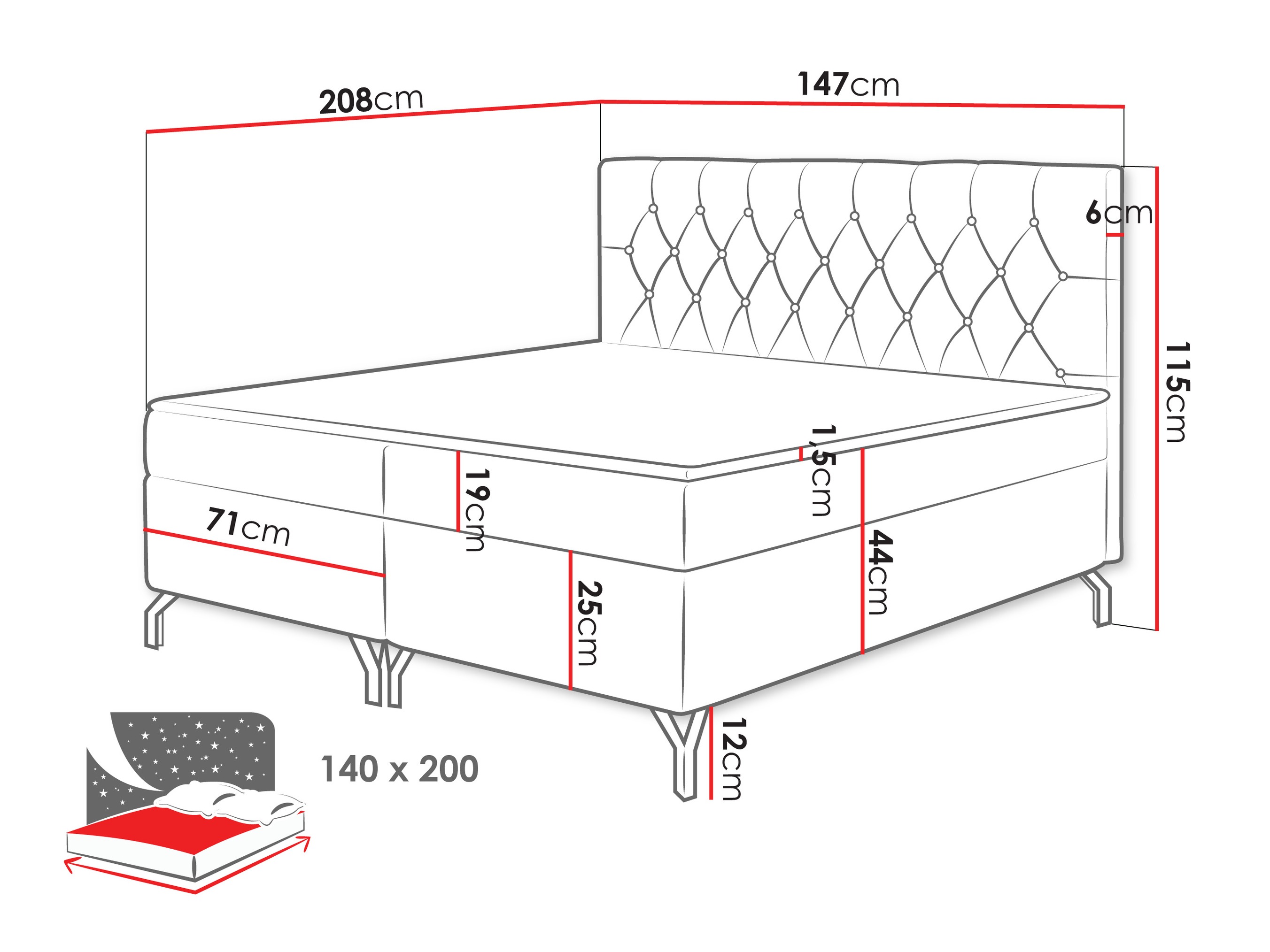Letto continentale Focus (Fresh 11)