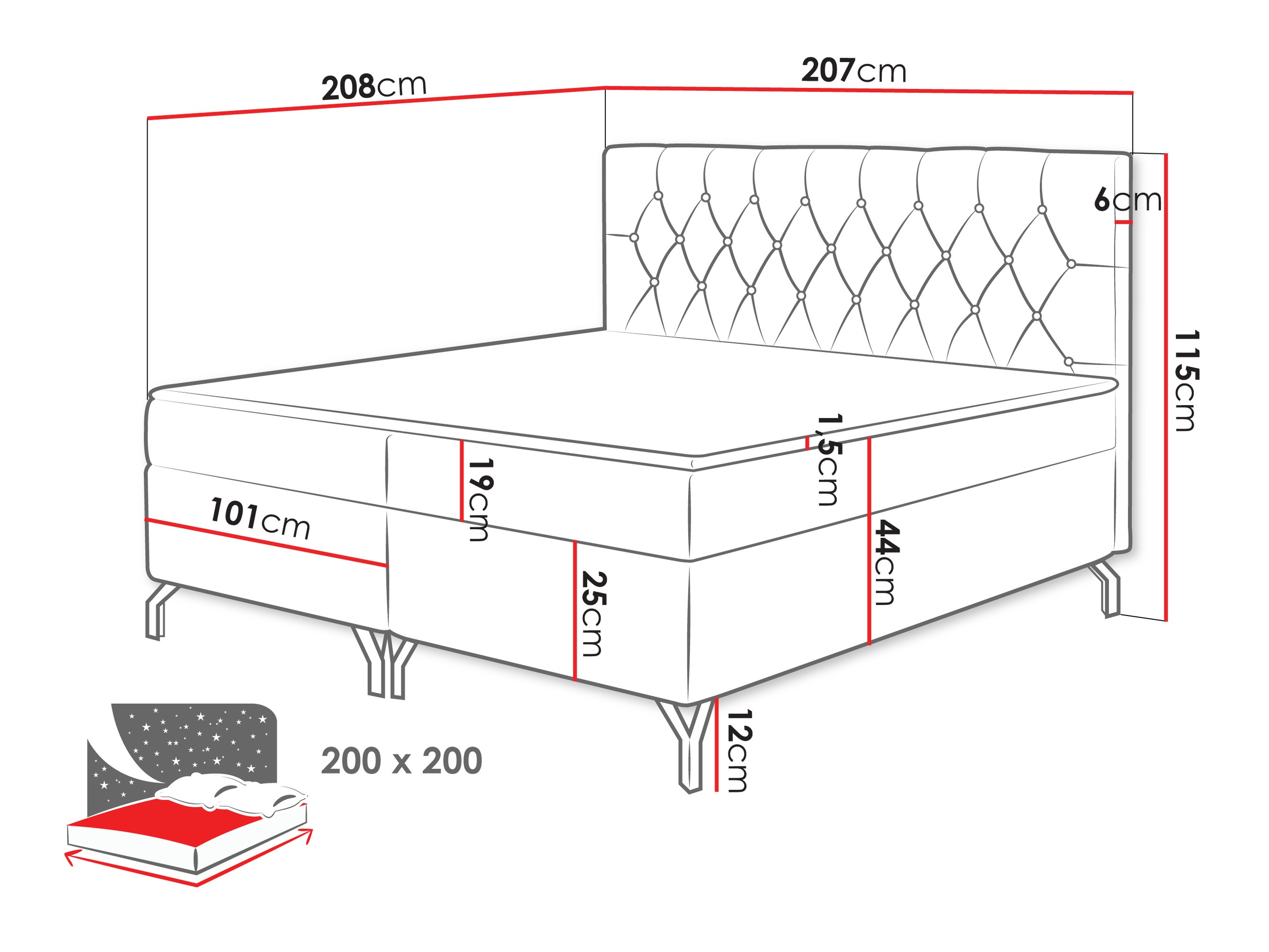 Letto continentale Focus (Fresh 13)