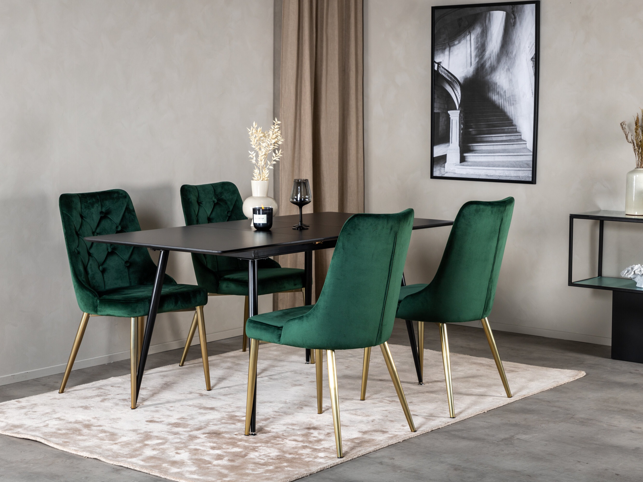 Set sala da pranzo Dallas 1522 (Verde + D'oro)