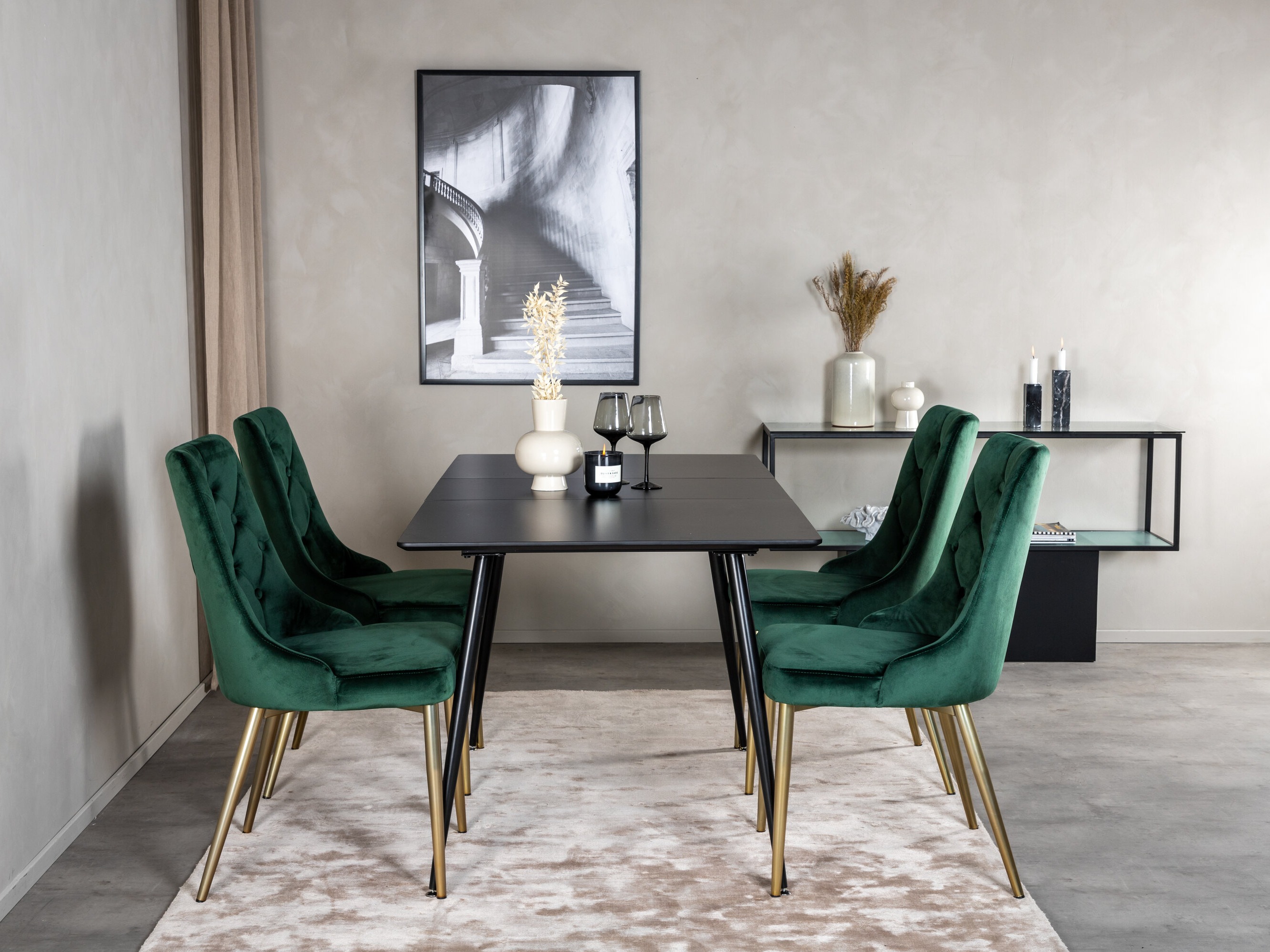 Set sala da pranzo Dallas 1522 (Verde + D'oro)