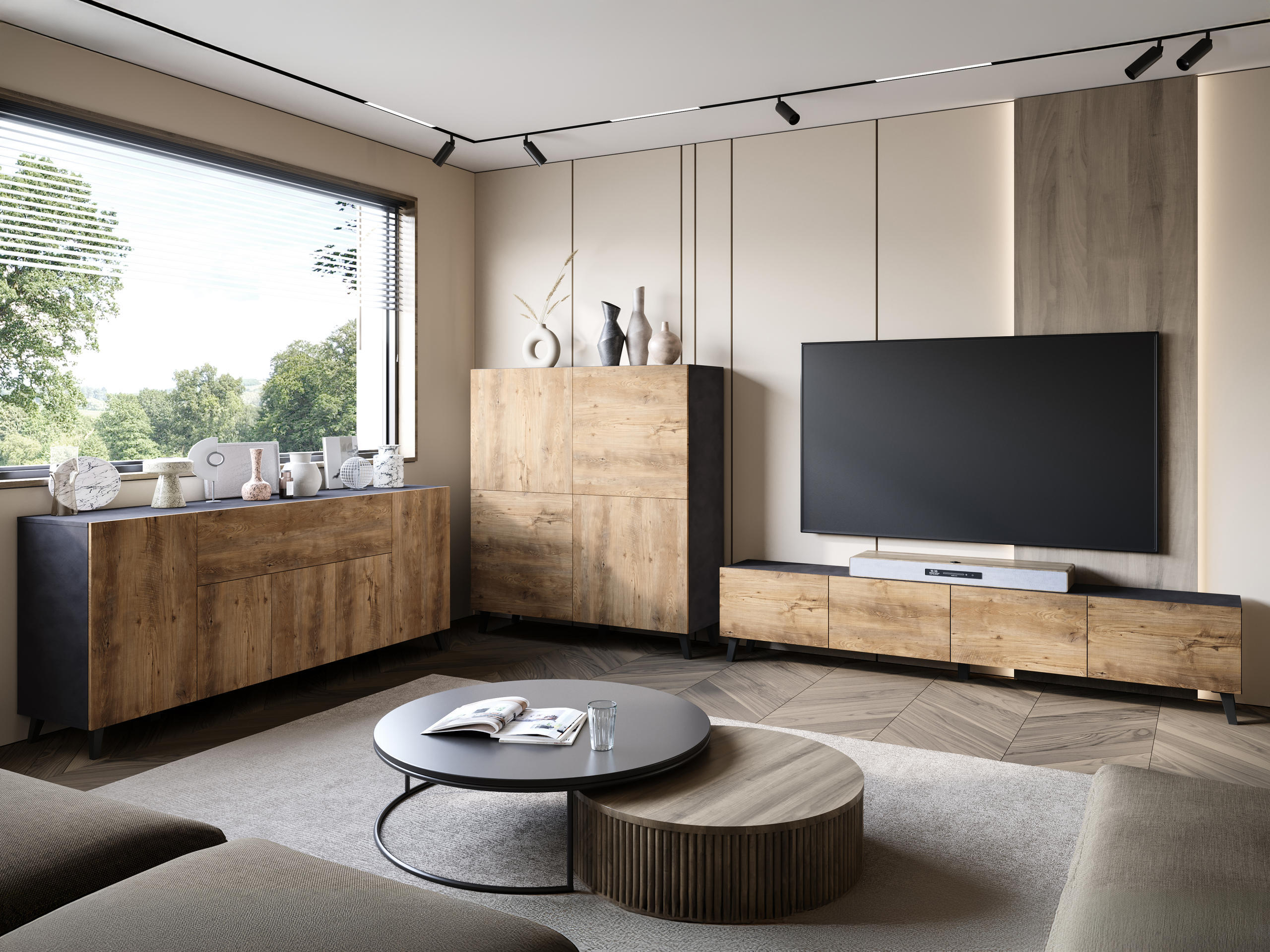Madia Levtive 100 (Matera grigio + Castagna)