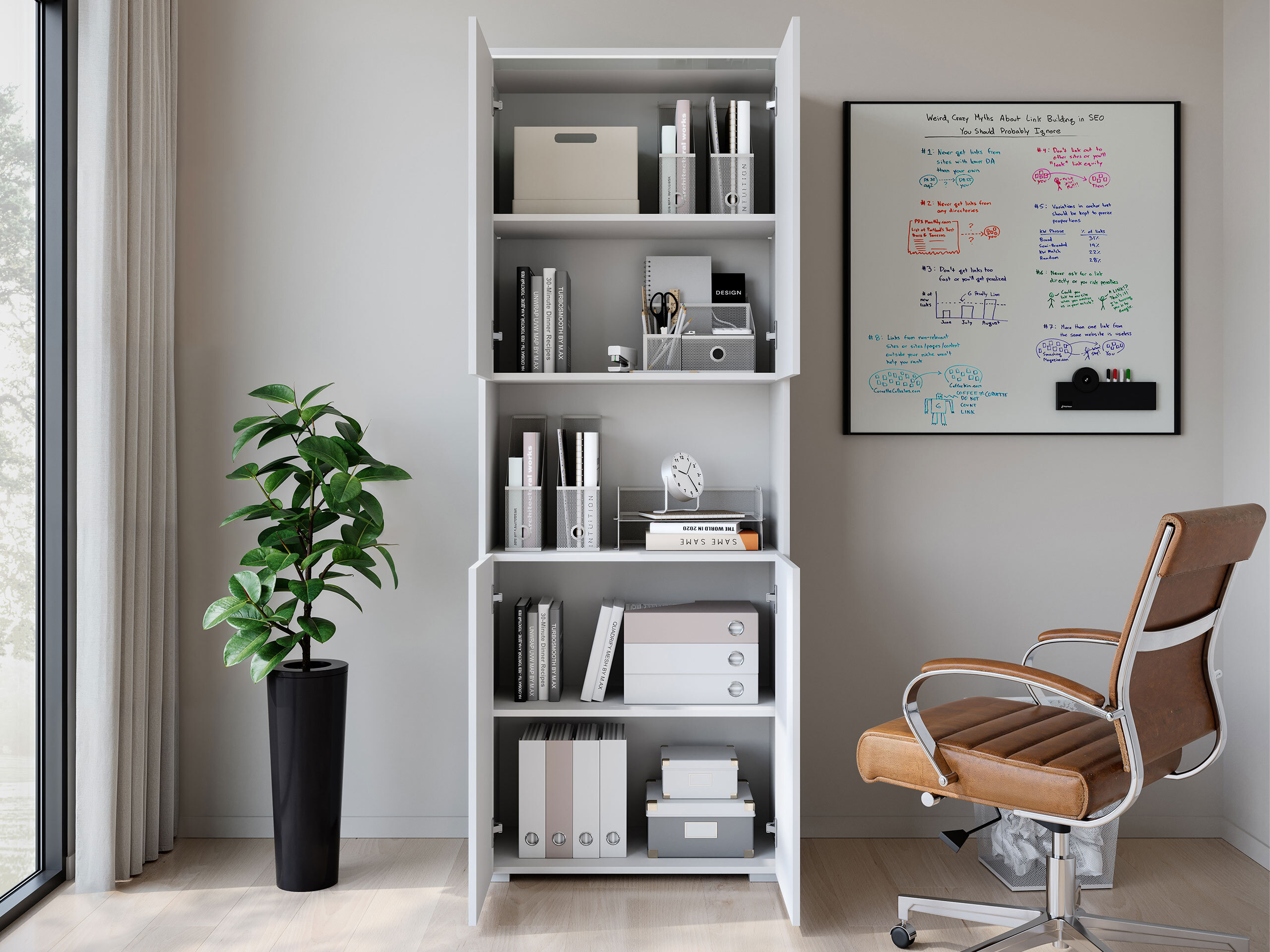 Scaffale Mirfivo 106 (Bianco + Bianco lucido)