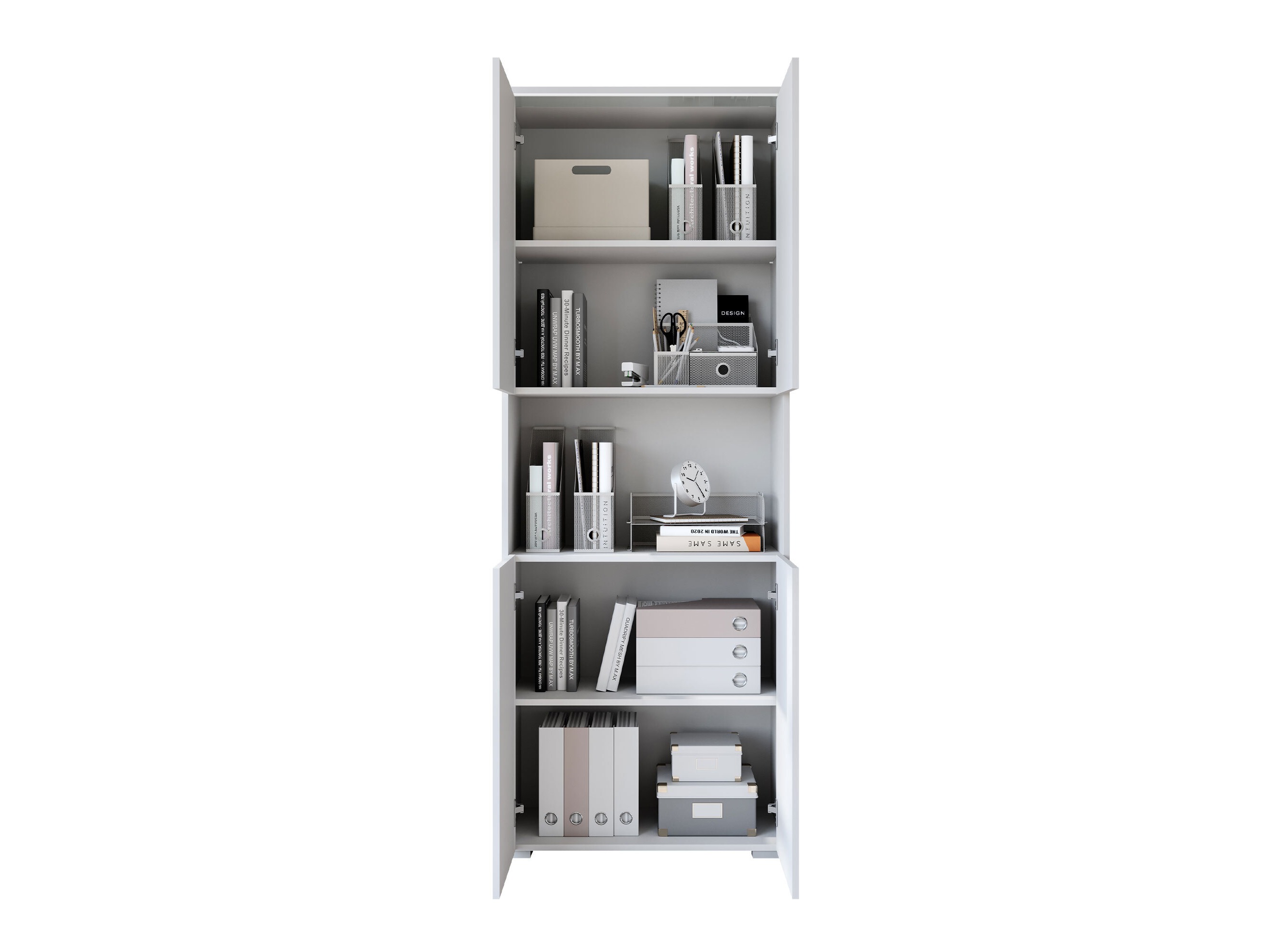 Scaffale Mirfivo 106 (Bianco + Bianco lucido)
