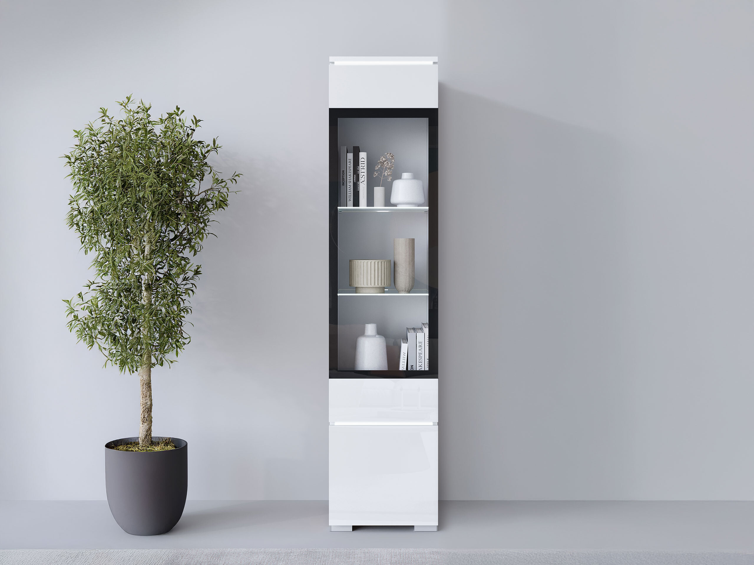 Scaffale Mirfivo 109 (Bianco + Bianco lucido)