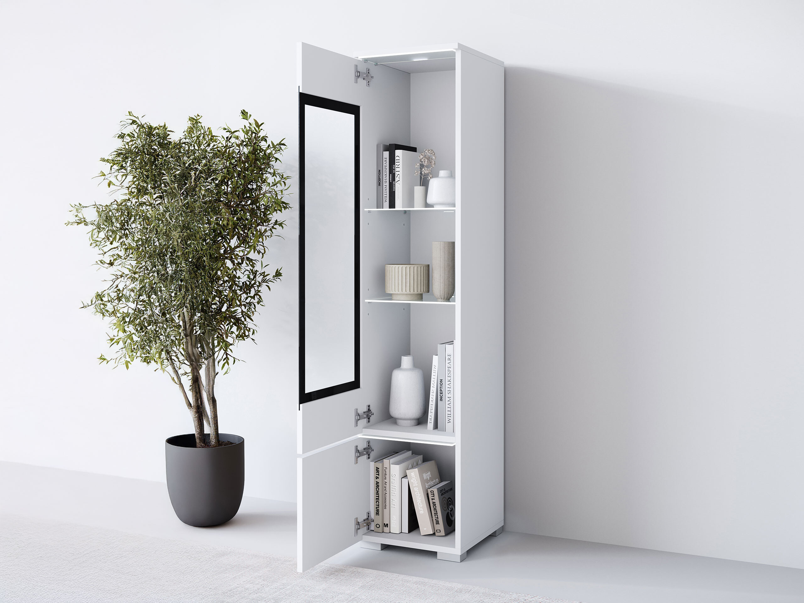 Scaffale Mirfivo 109 (Bianco + Bianco lucido)