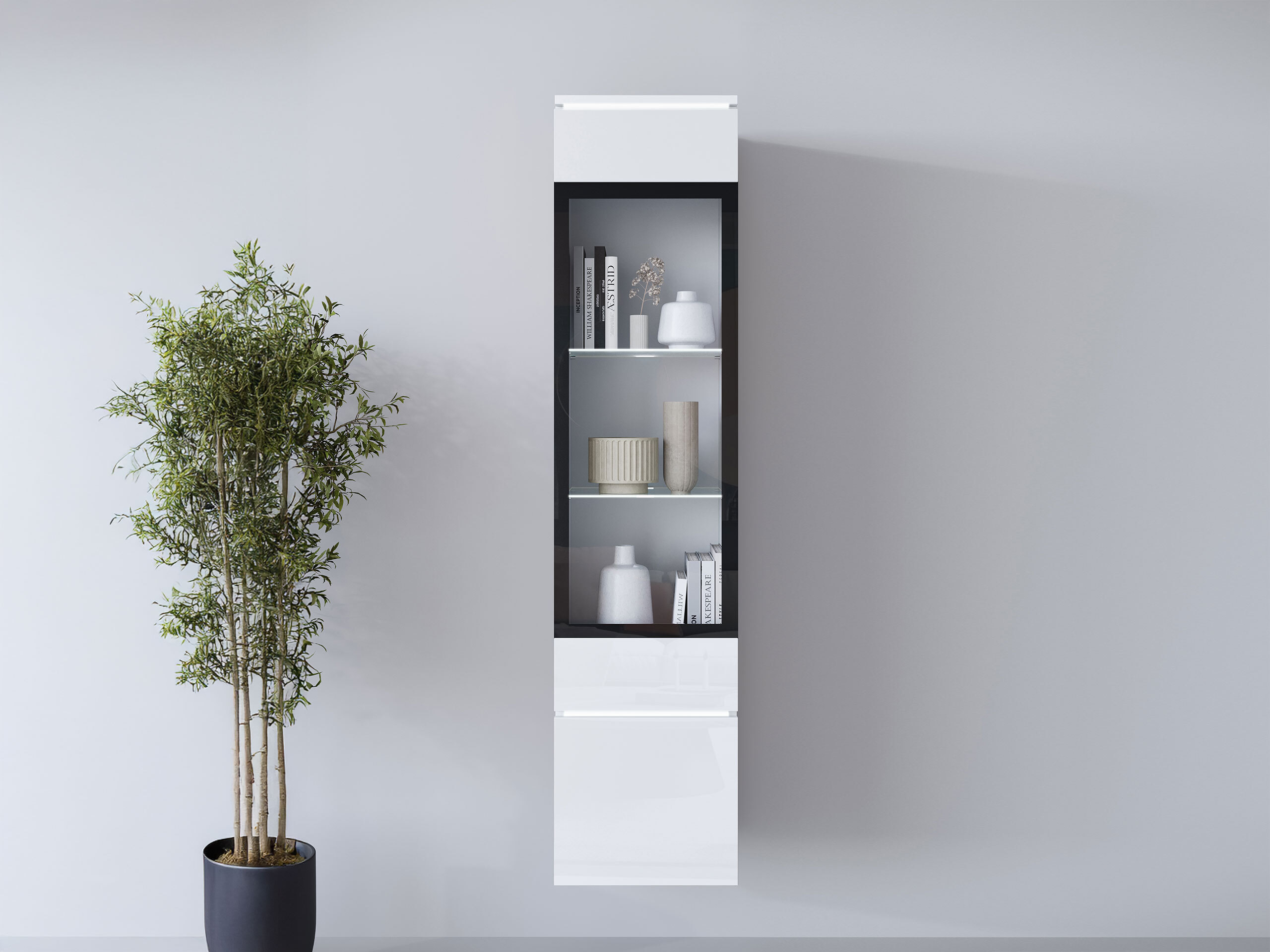 Scaffale Mirfivo 109 (Bianco + Bianco lucido)