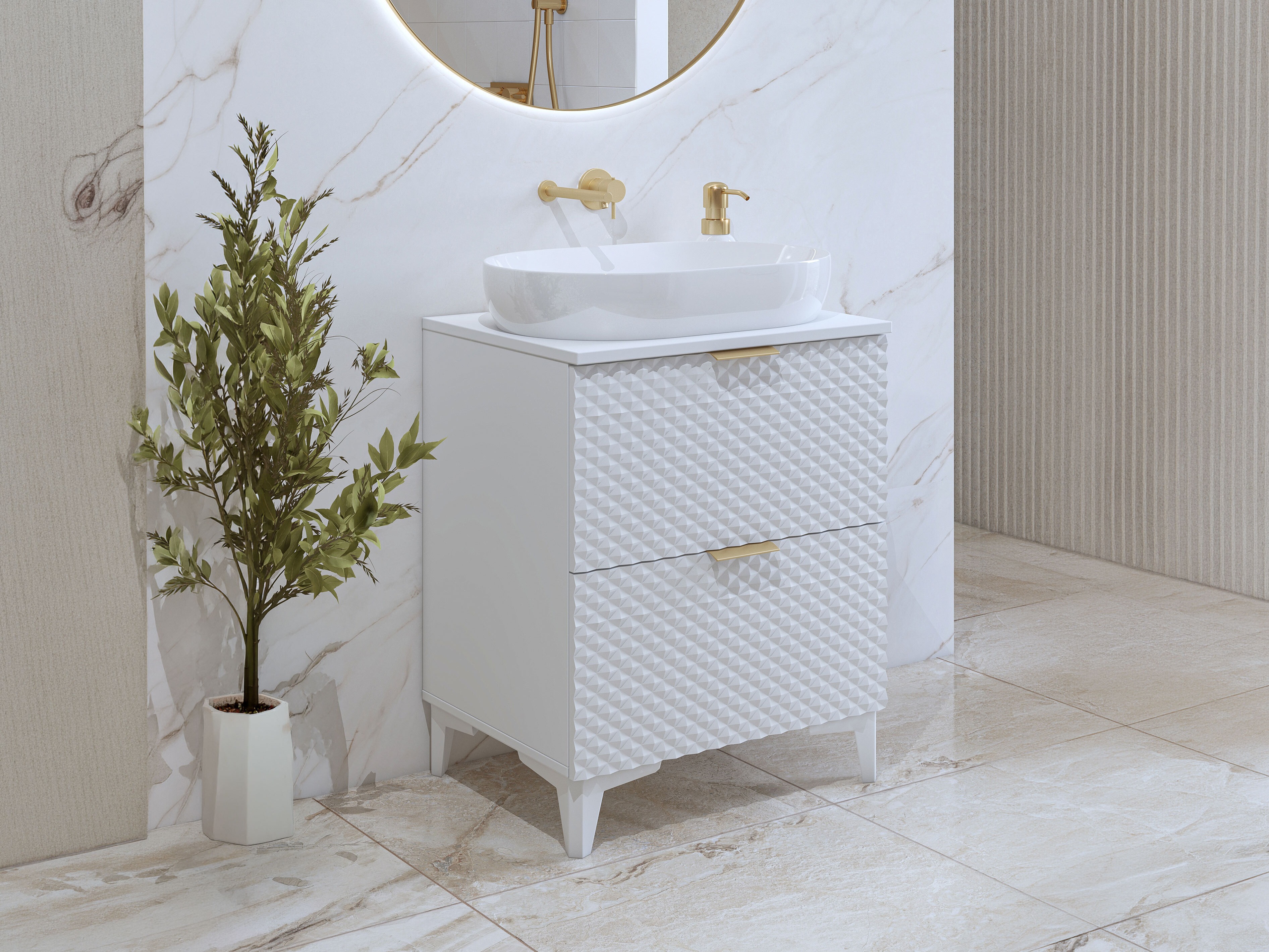 Bagno mobile lavabo Liretu 101 (Bianco)