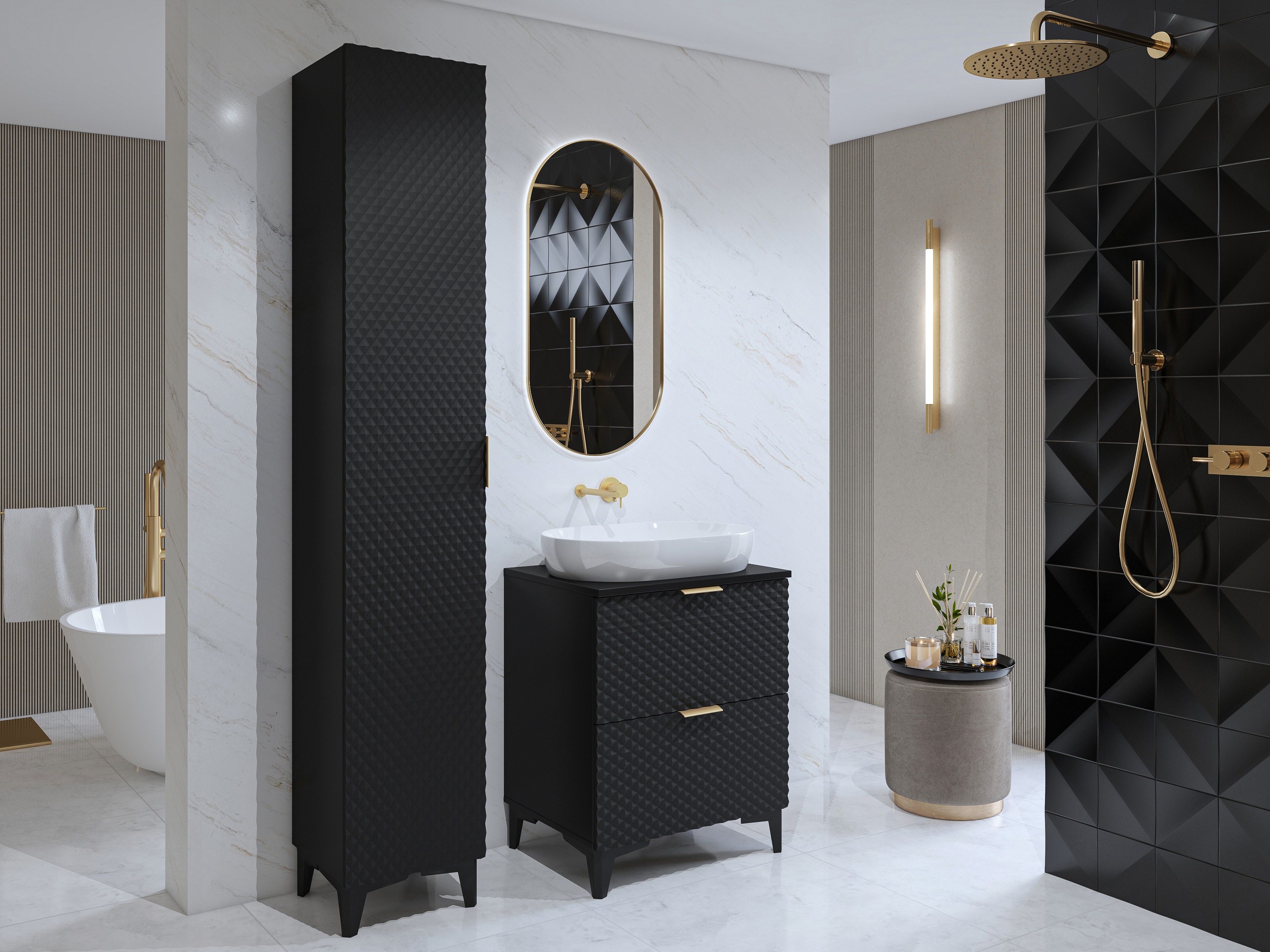 Bagno mobile lavabo Liretu 101 (Nero)