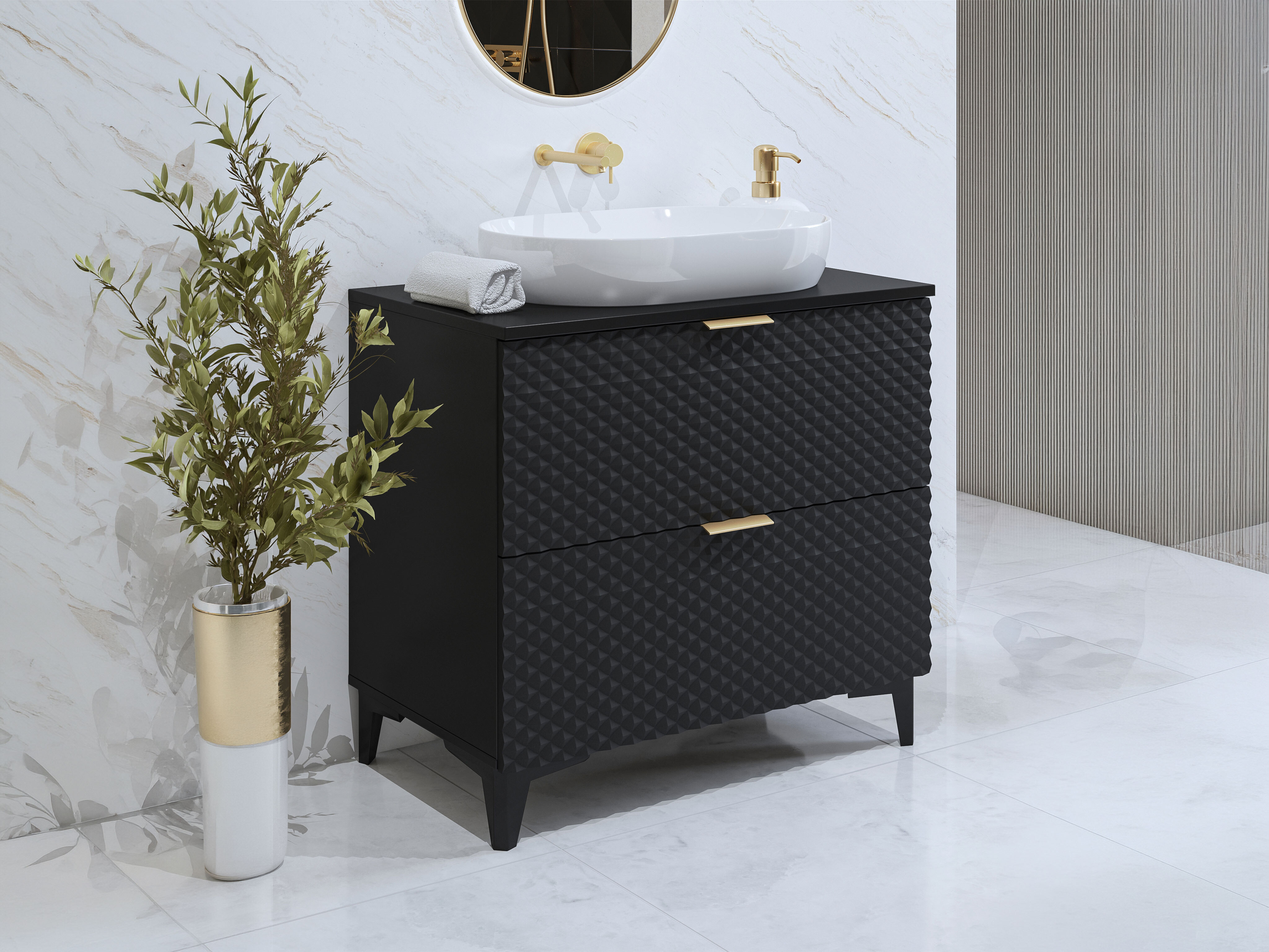 Bagno mobile lavabo Liretu 102 (Nero)