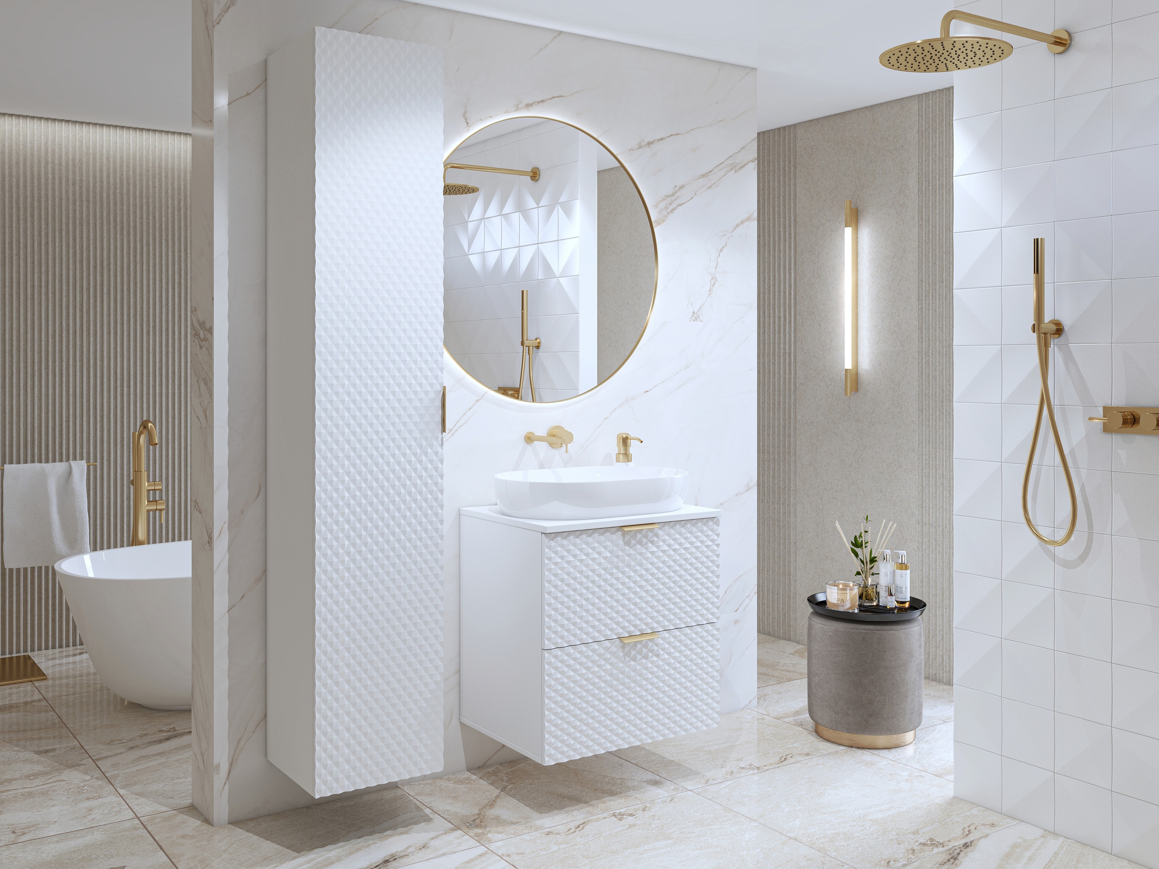 Comodino da bagno per lavandino Liretu 106 (Bianco)