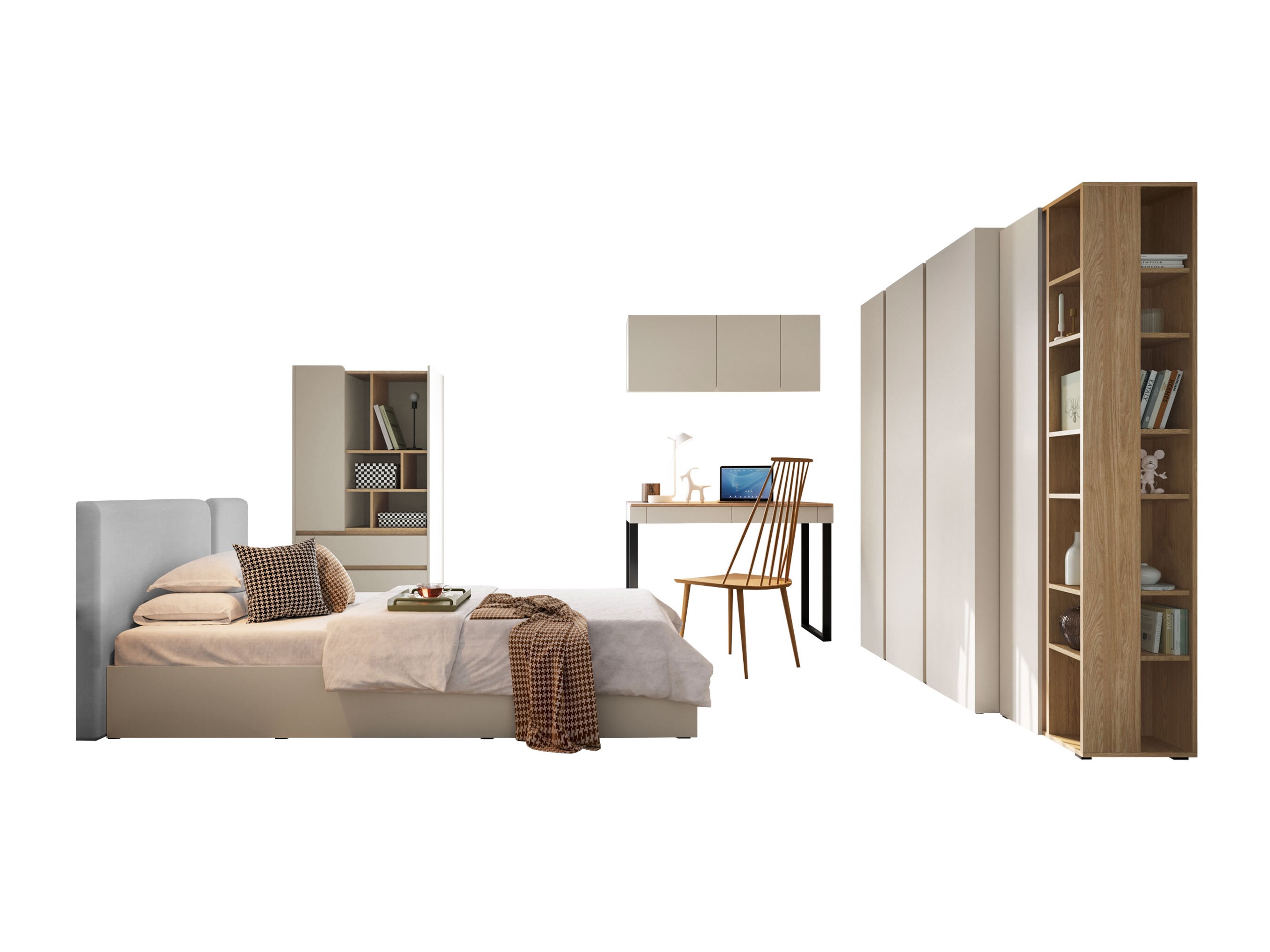 Set di mobili Fiosono 114 (Beige + Rovere chiaro)