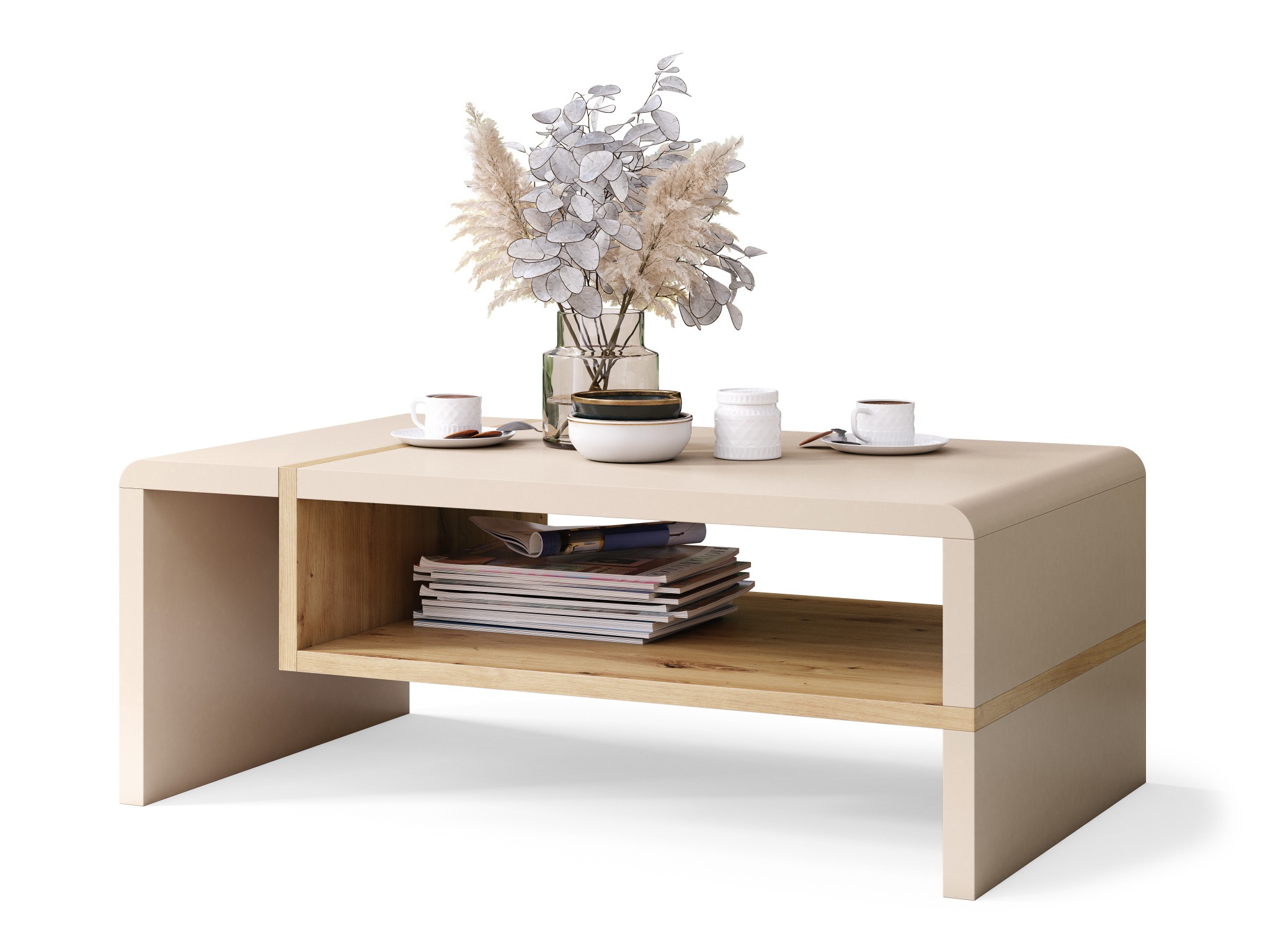 Tavolino da caffè Glendale 102 (Beige + Rovere Artisan)