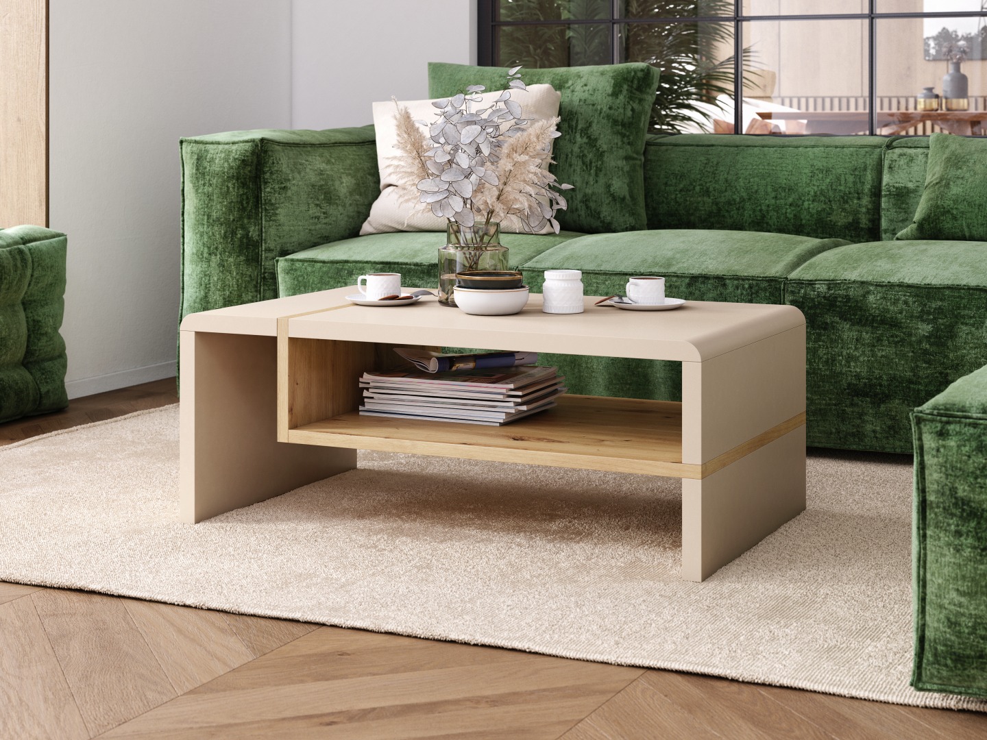 Tavolino da caffè Glendale 102 (Beige + Rovere Artisan)