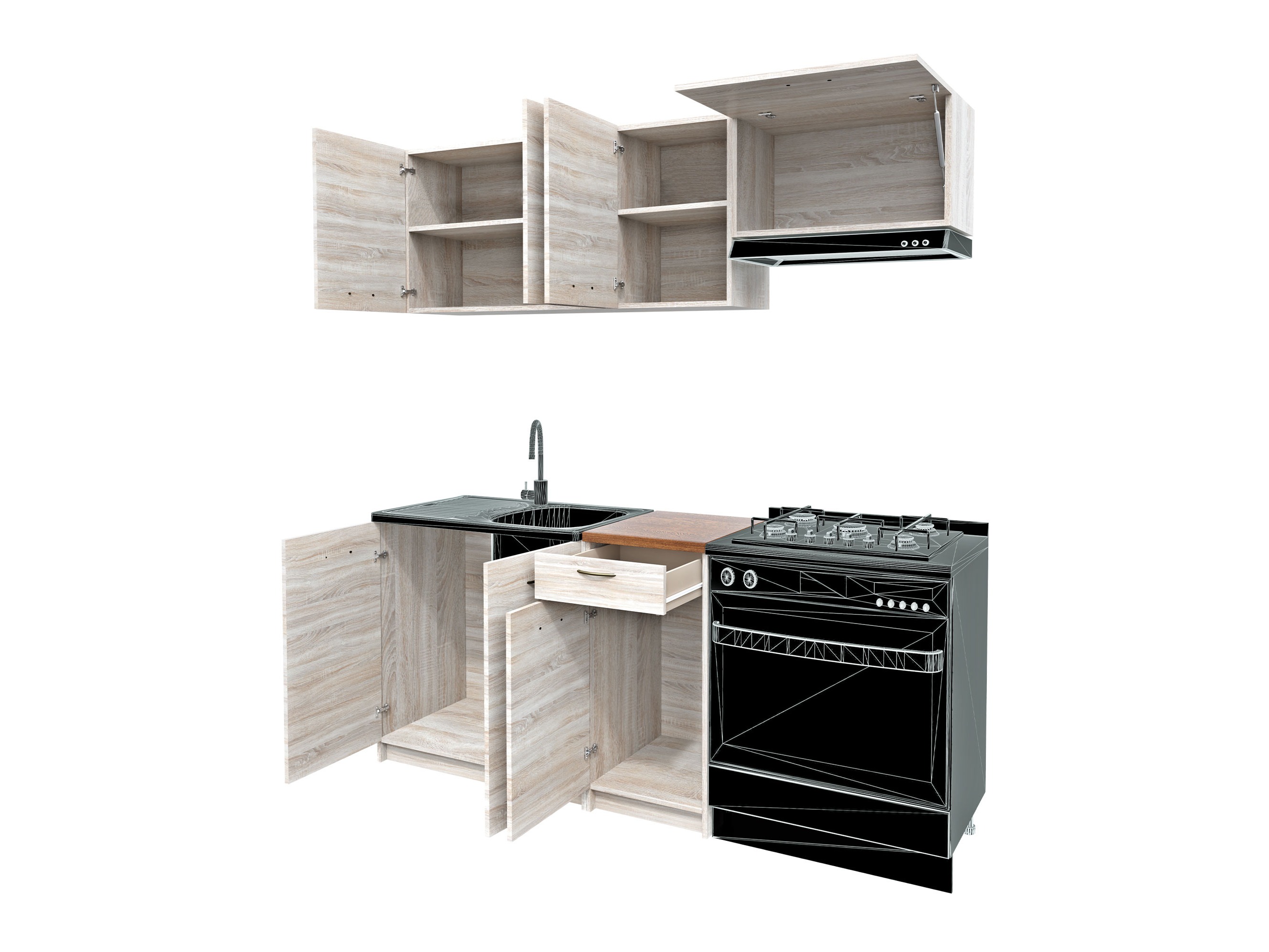 Composizione cucina Ota (Cachemire + Nero)