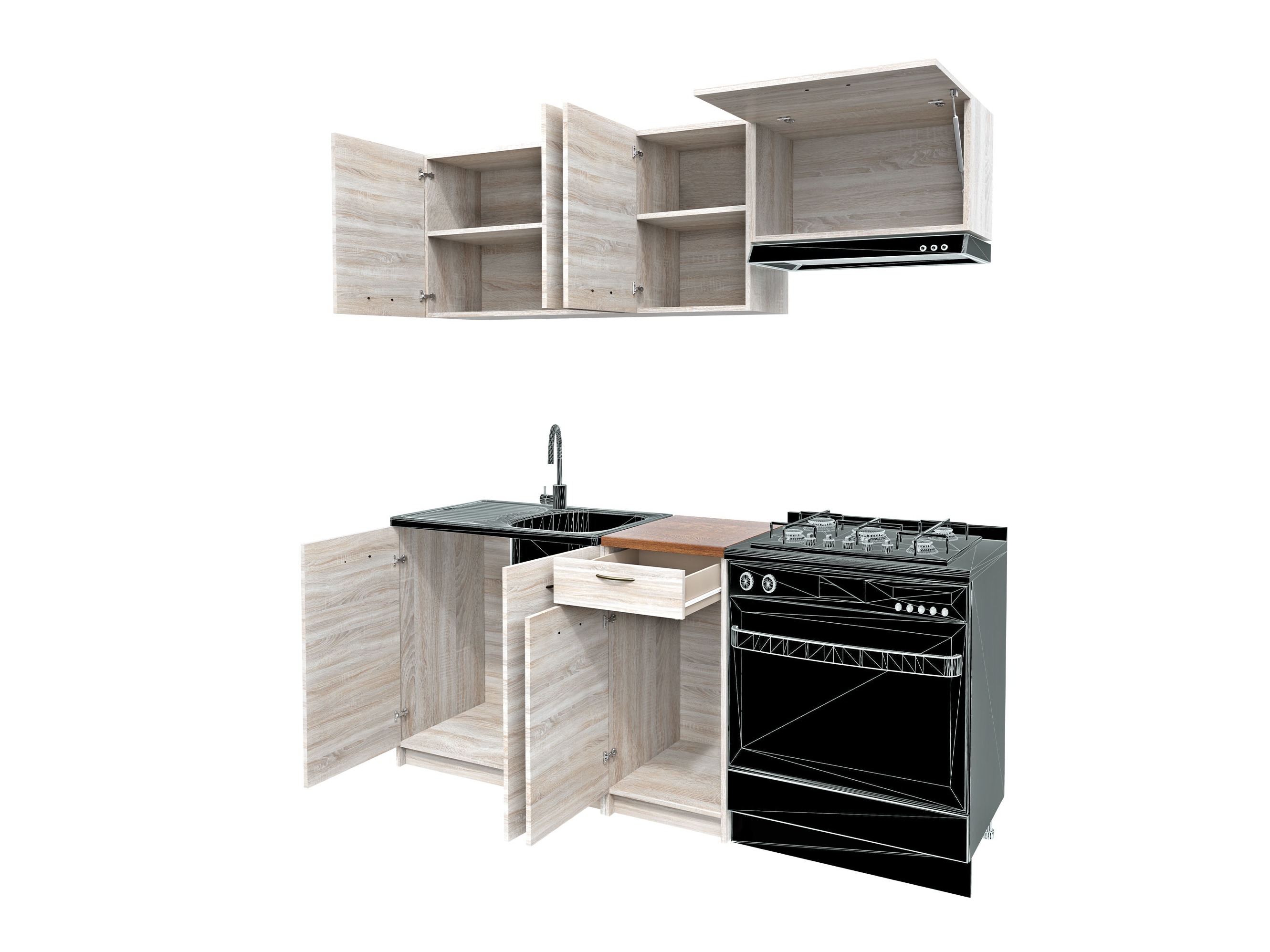 Composizione cucina Ota (Cachemire + Nero)
