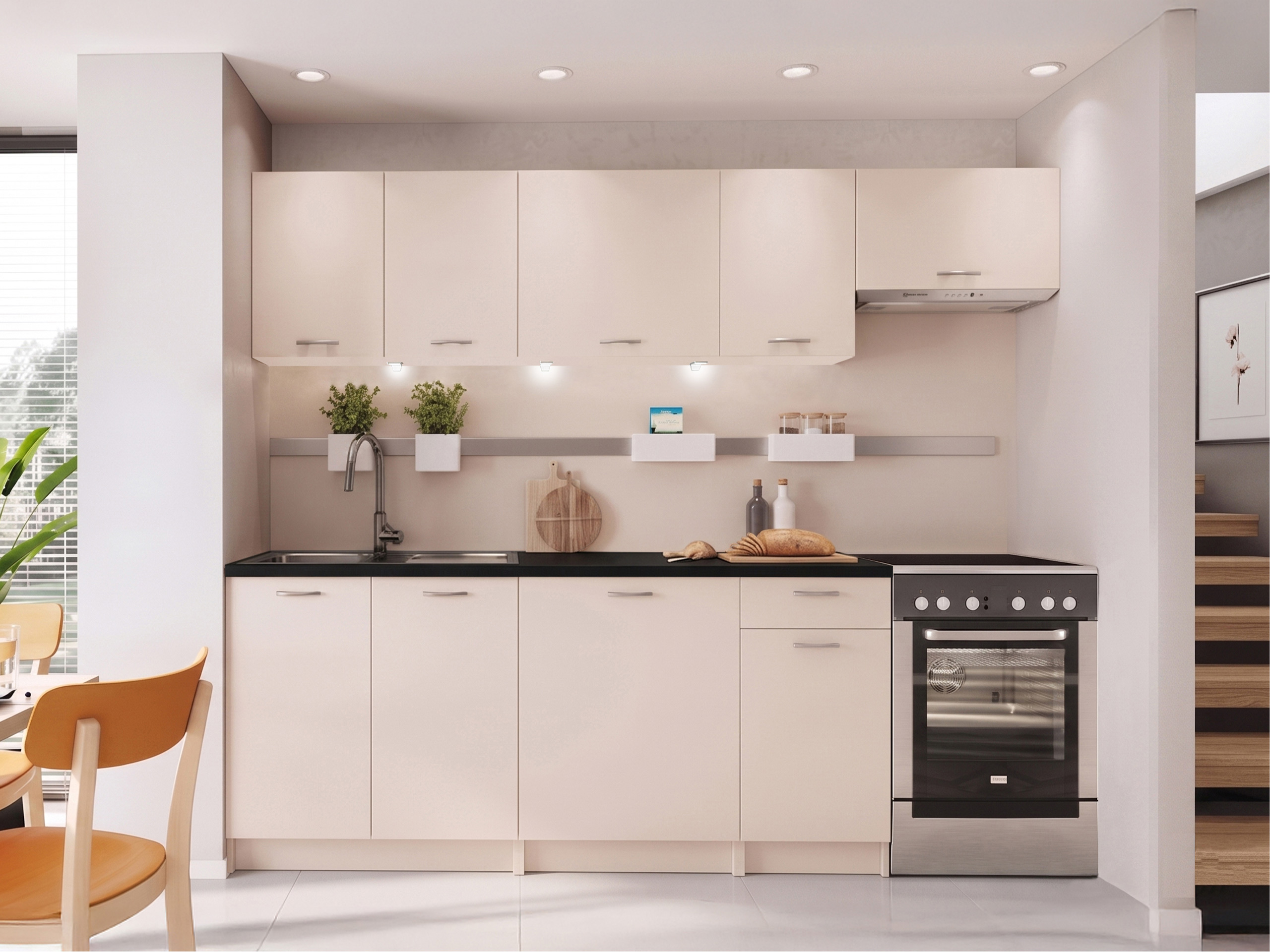 Composizione cucina Ota II (Cachemire + Nero)