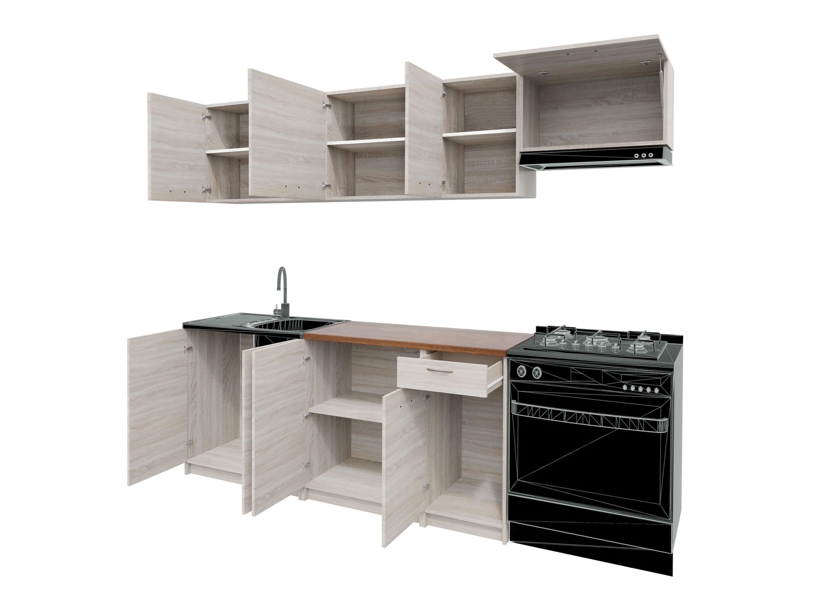 Composizione cucina Ota II (Cachemire + Nero)