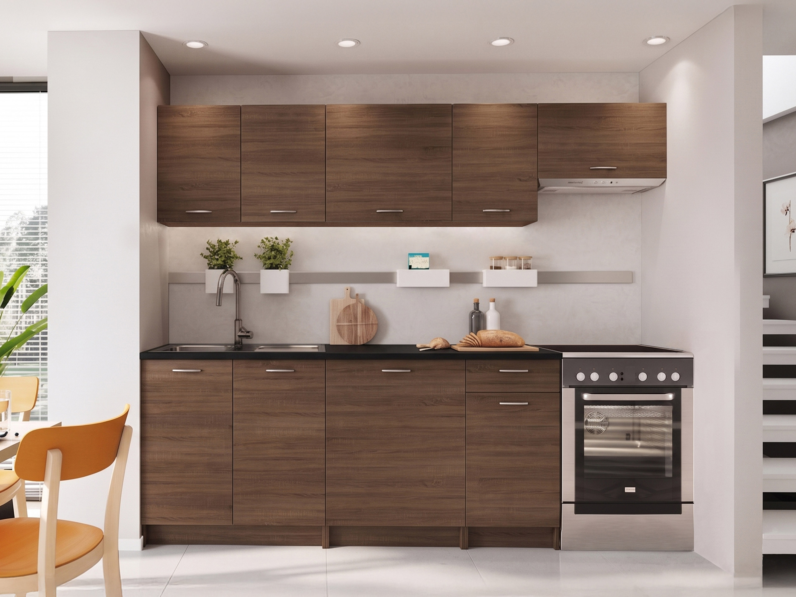 Composizione cucina Ota II (Noce + Nero)